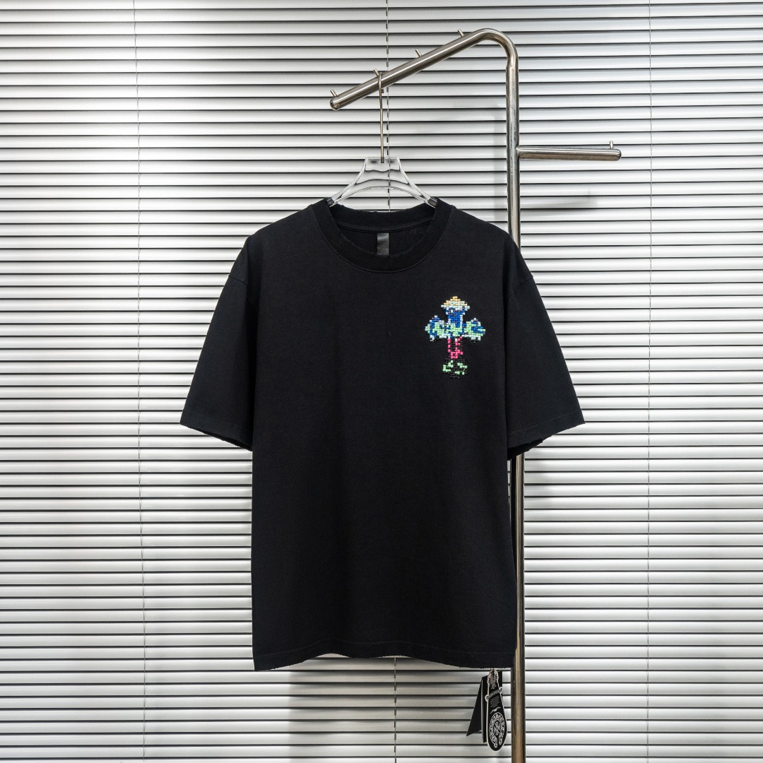 Chrome Hearts 款式：克罗心CH十字架彩色马赛克棋盘刺绣多工艺短袖