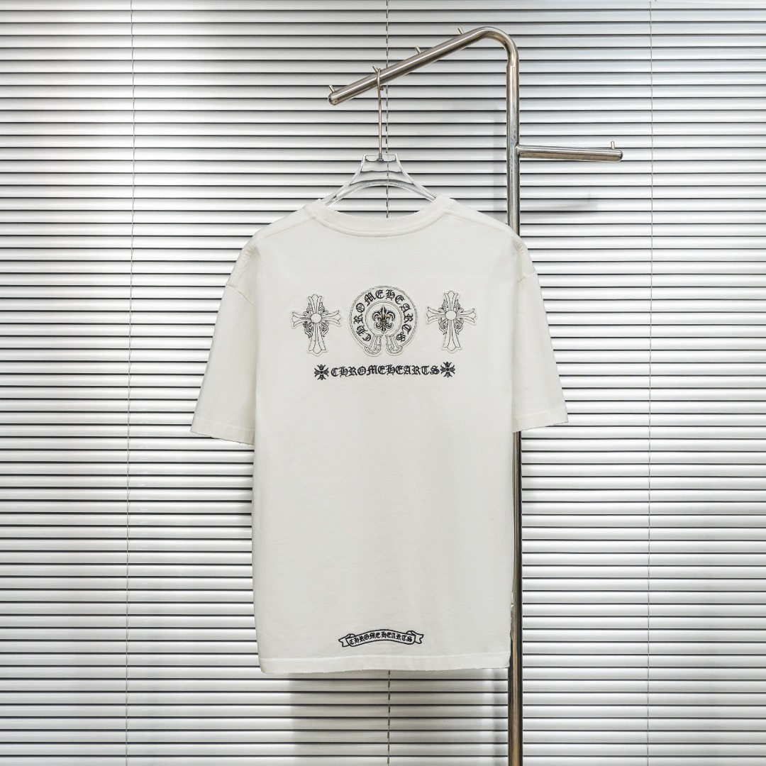 Chrome Hearts 款式：克罗心CH十字架马蹄贴布刺绣多工艺短袖