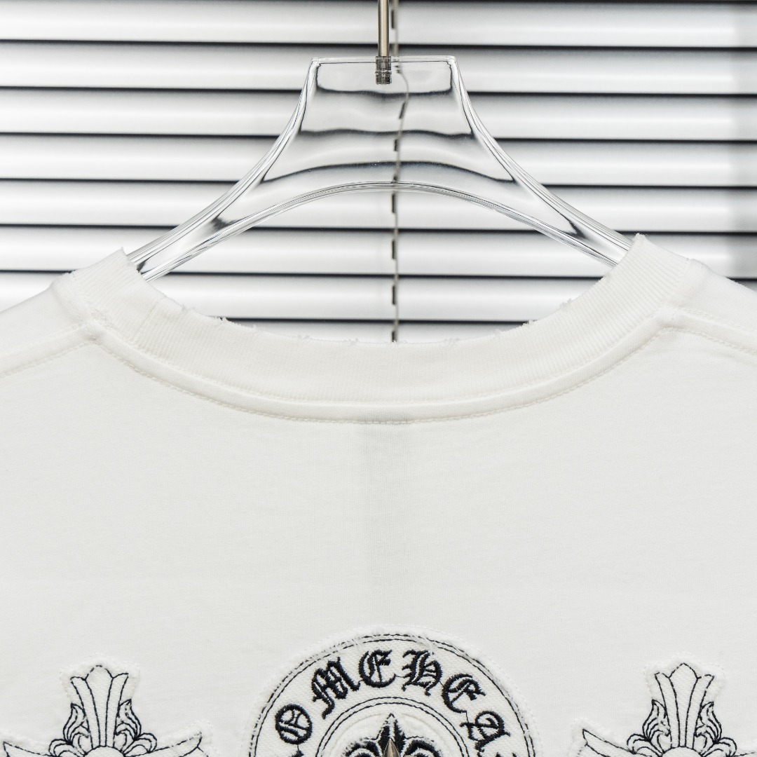Chrome Hearts 款式：克罗心CH十字架马蹄贴布刺绣多工艺短袖