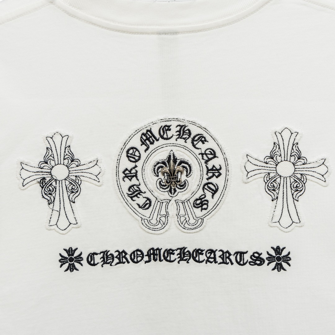 Chrome Hearts 款式：克罗心CH十字架马蹄贴布刺绣多工艺短袖