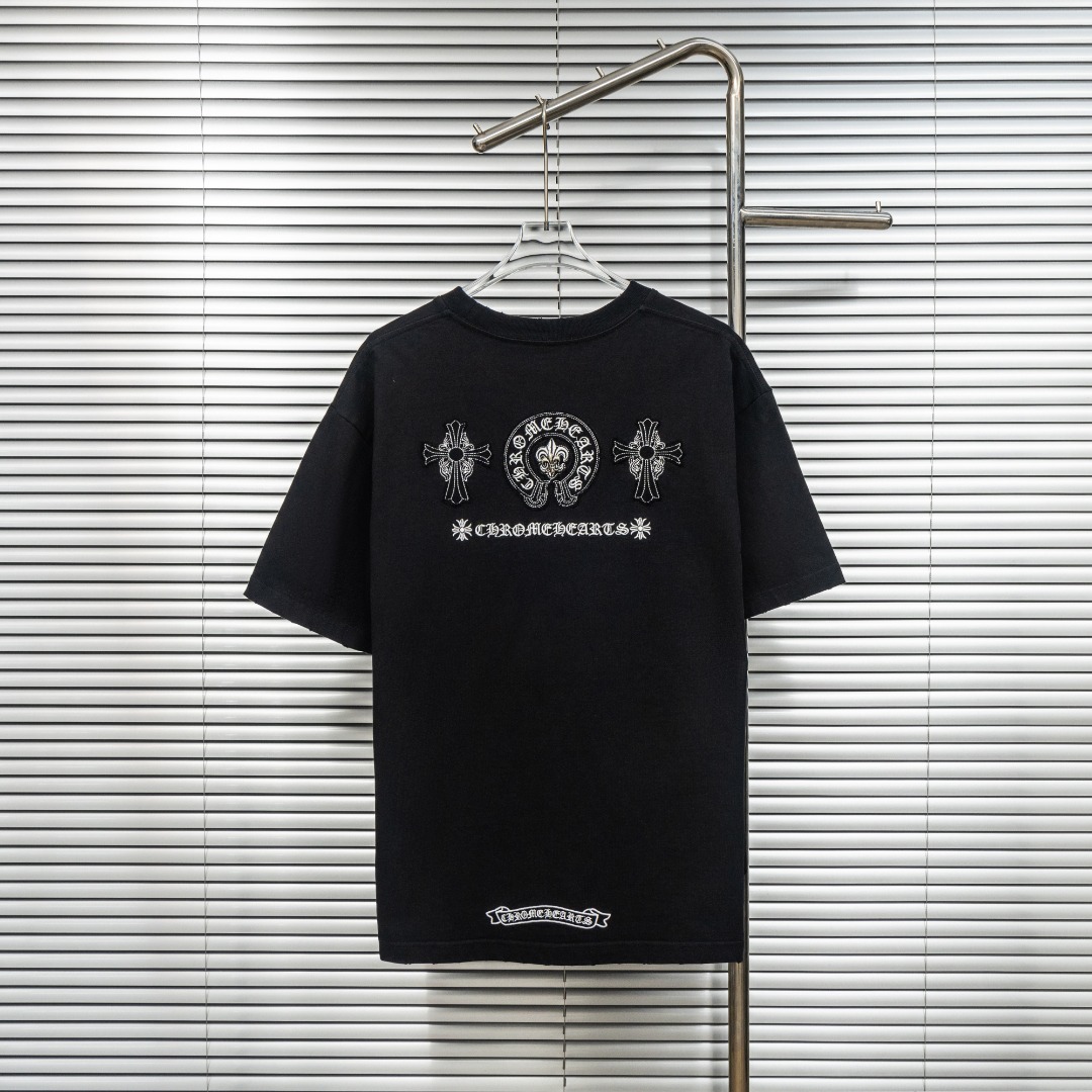 Chrome Hearts 款式：克罗心CH十字架马蹄贴布刺绣多工艺短袖