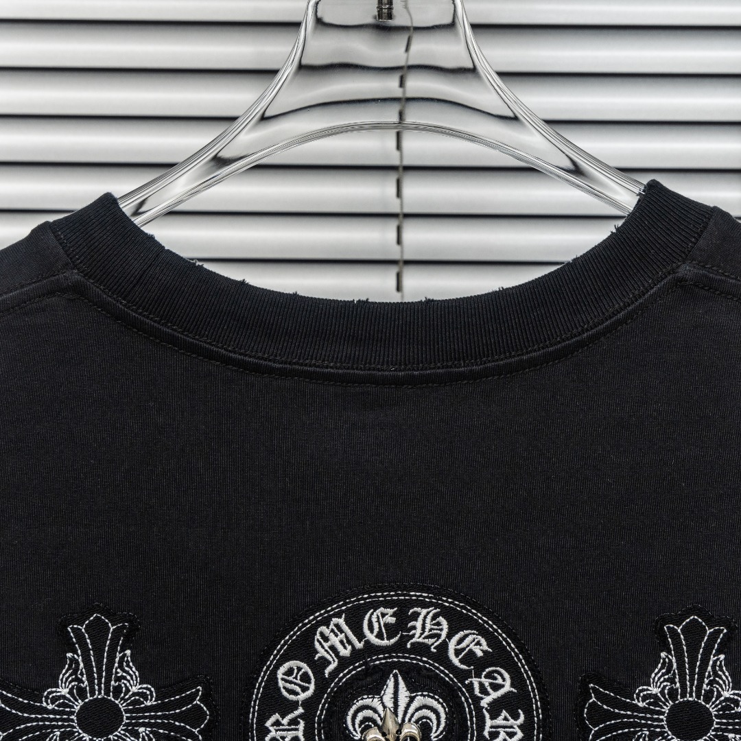 Chrome Hearts 款式：克罗心CH十字架马蹄贴布刺绣多工艺短袖