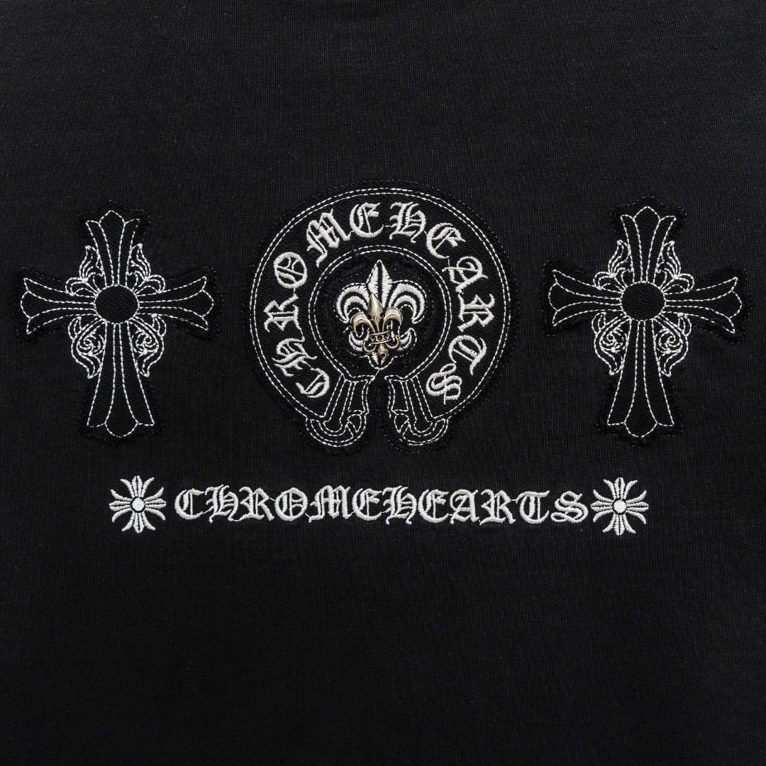 Chrome Hearts 款式：克罗心CH十字架马蹄贴布刺绣多工艺短袖