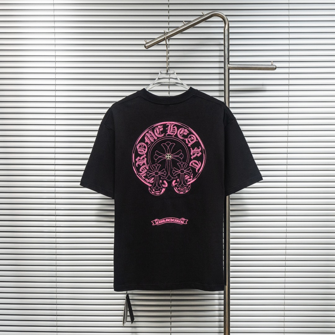 Chrome Hearts 款式：克罗心CH十字架马蹄贴布刺绣定制金属多工艺短袖
