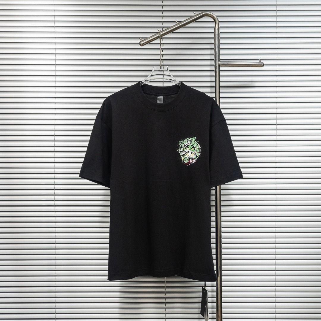 Chrome Hearts 款式：克罗心CH十字架梵文马蹄多色印花工艺短袖