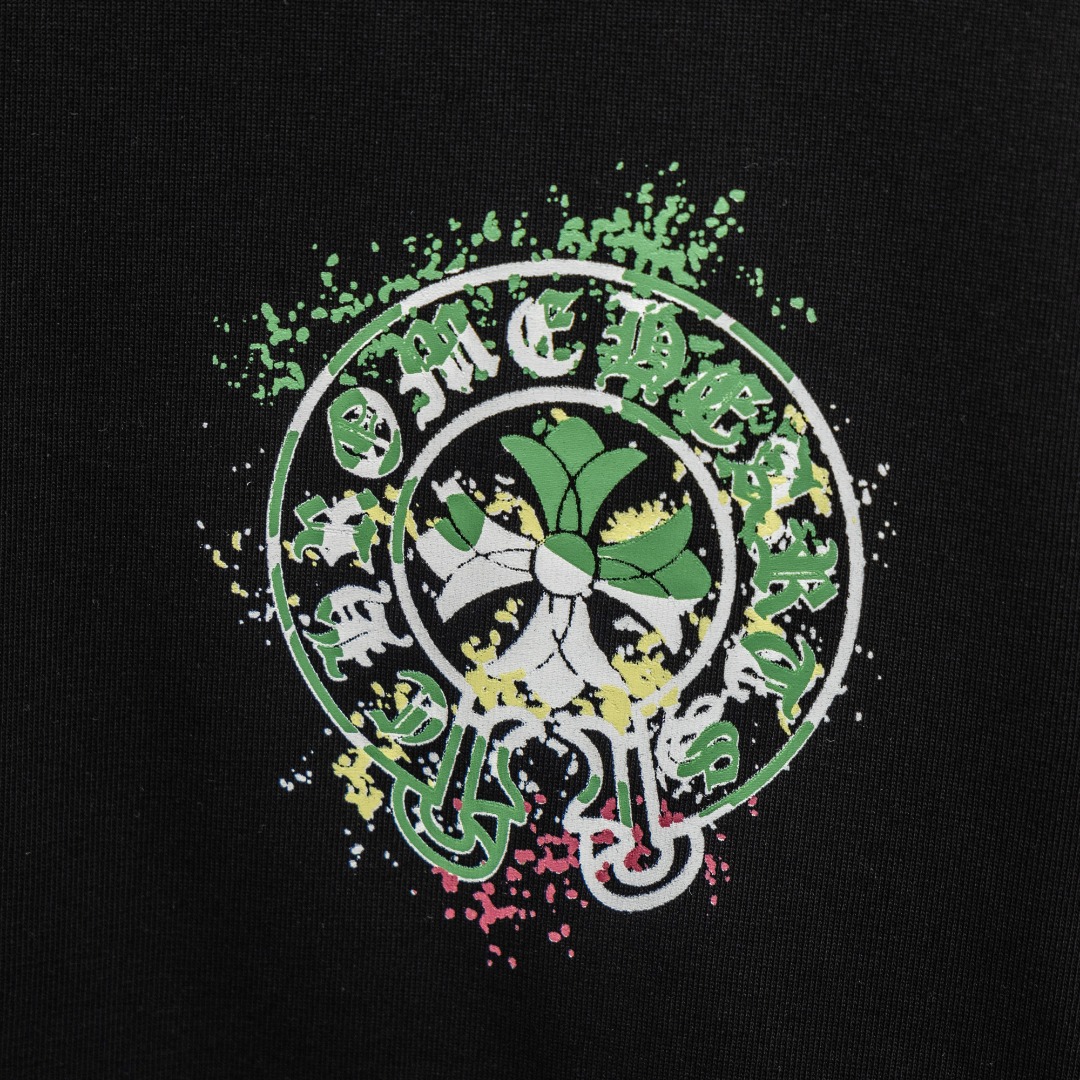 Chrome Hearts 款式：克罗心CH十字架梵文马蹄多色印花工艺短袖