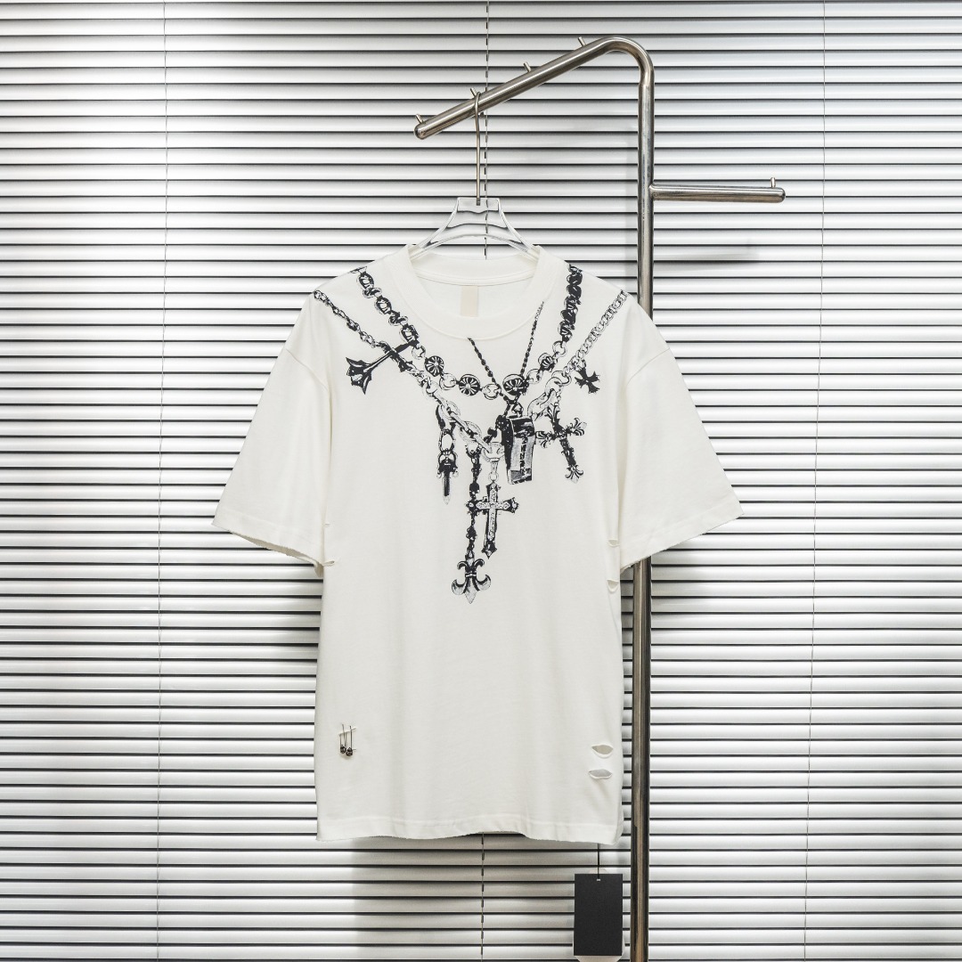 Chrome Hearts 款式：克罗心CH十字架围脖链条工艺短袖