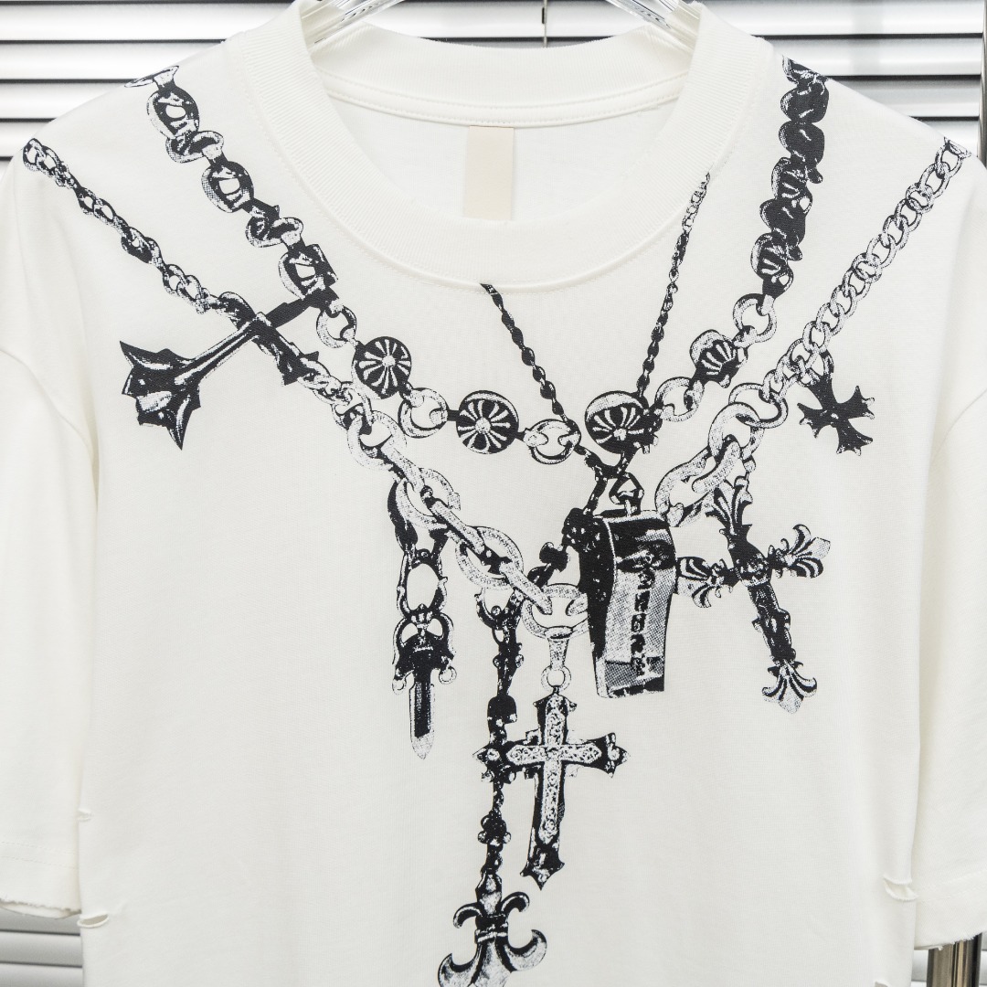Chrome Hearts 款式：克罗心CH十字架围脖链条工艺短袖