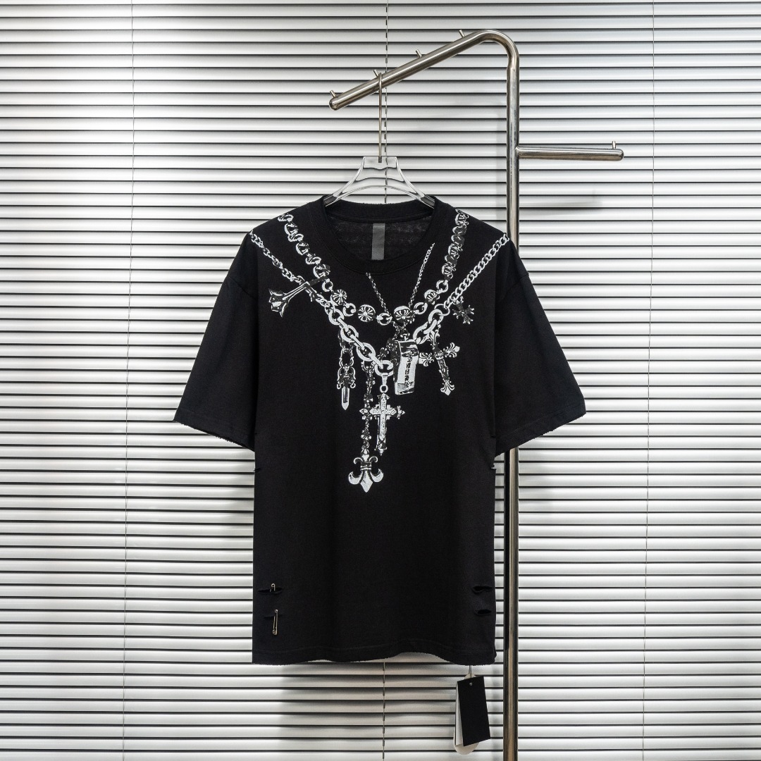 Chrome Hearts 款式：克罗心CH十字架围脖链条工艺短袖