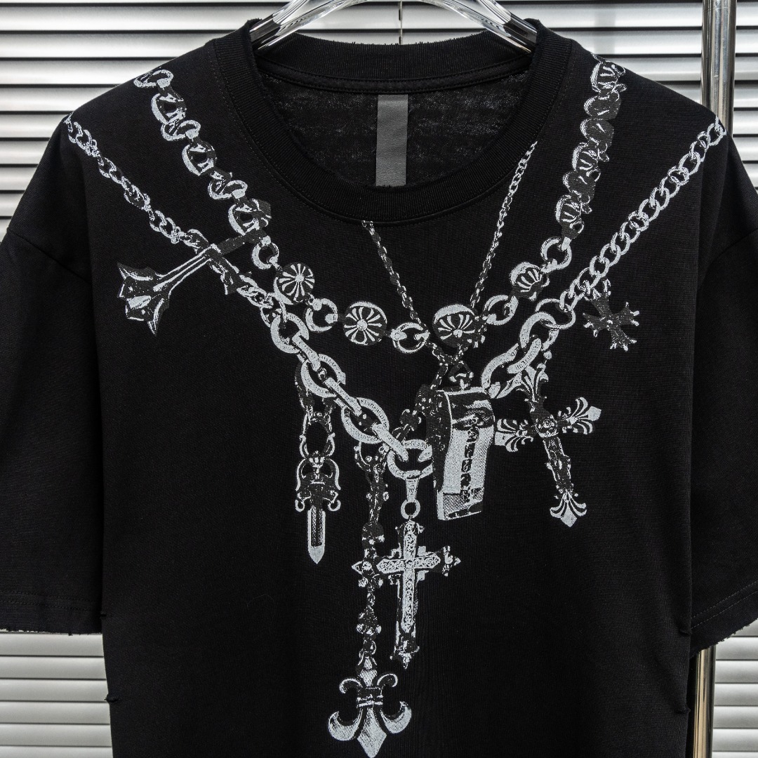 Chrome Hearts 款式：克罗心CH十字架围脖链条工艺短袖