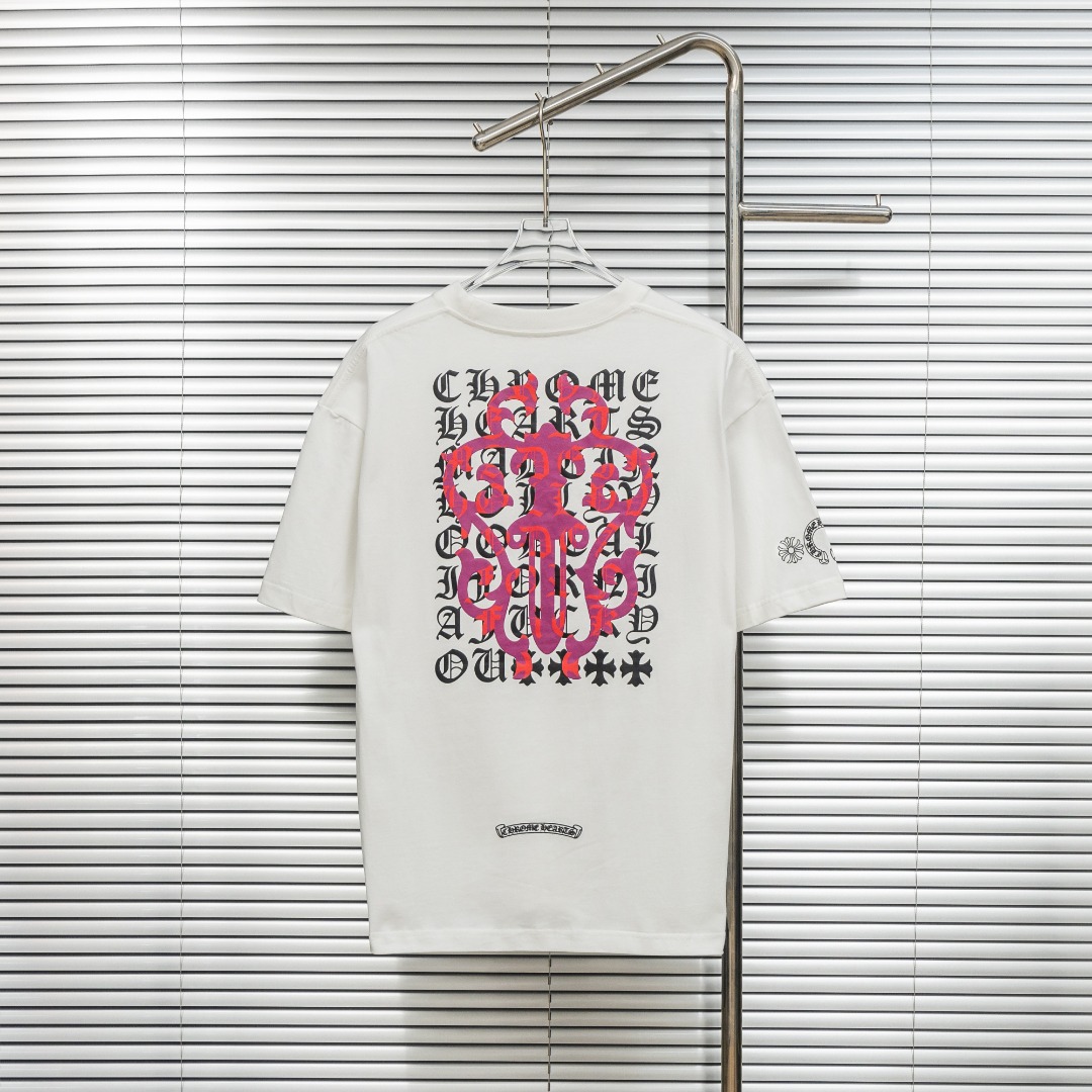 Chrome Hearts 款式：克罗心CH小口袋满印梵文植绒工艺短袖