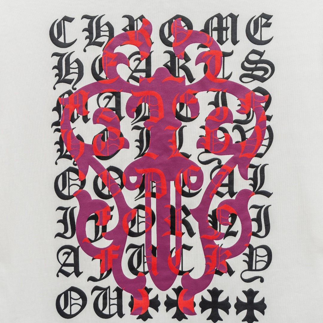 Chrome Hearts 款式：克罗心CH小口袋满印梵文植绒工艺短袖