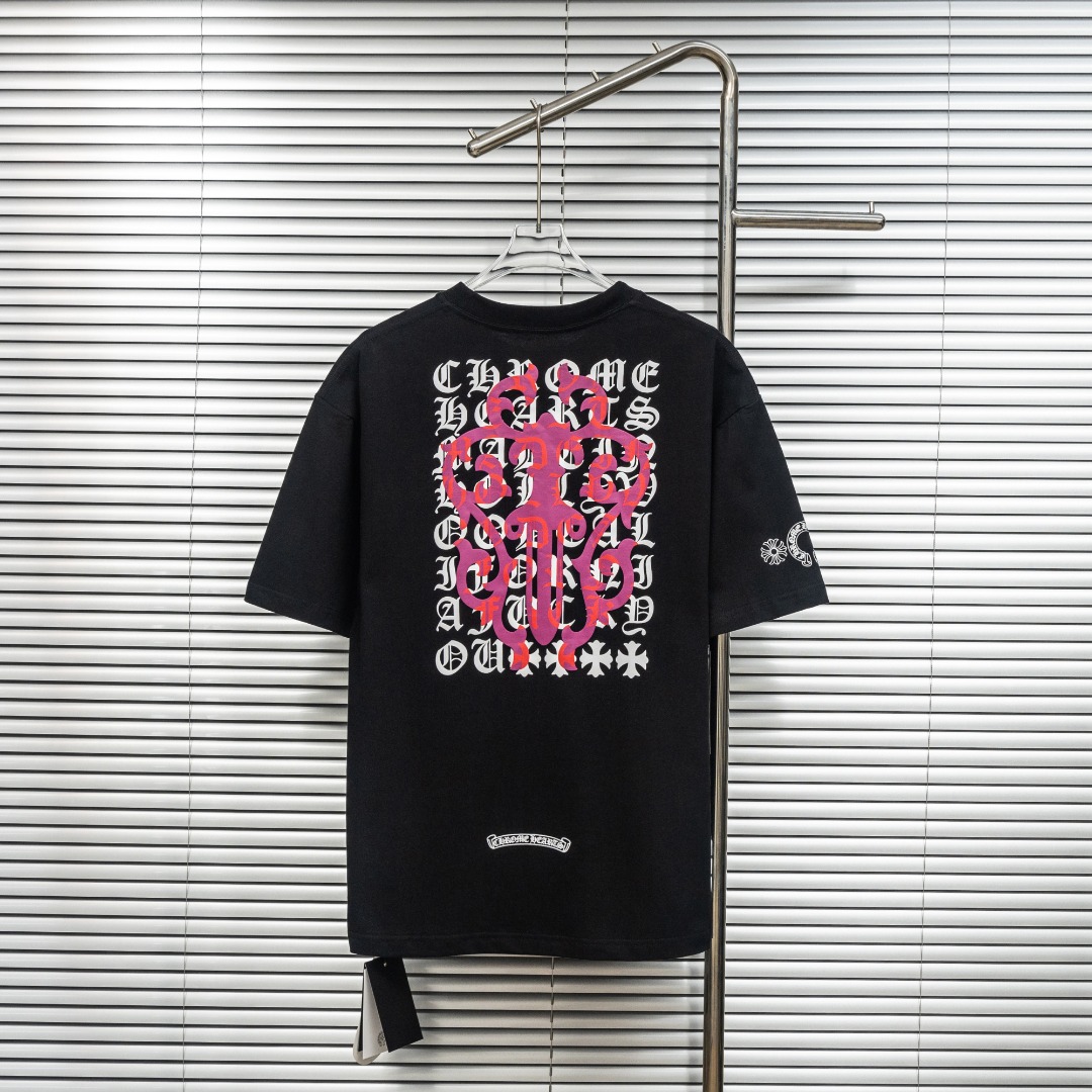 Chrome Hearts 款式：克罗心CH小口袋满印梵文植绒工艺短袖