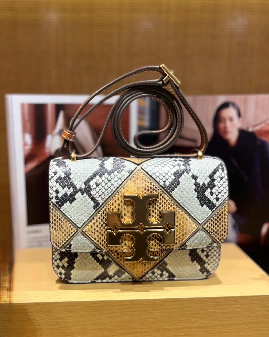 Tory Burch ～小金砖新蛇皮拼接麂皮 提前款 TORY BURCH新批次拼色链条小金砖新蛇皮拼麂皮款