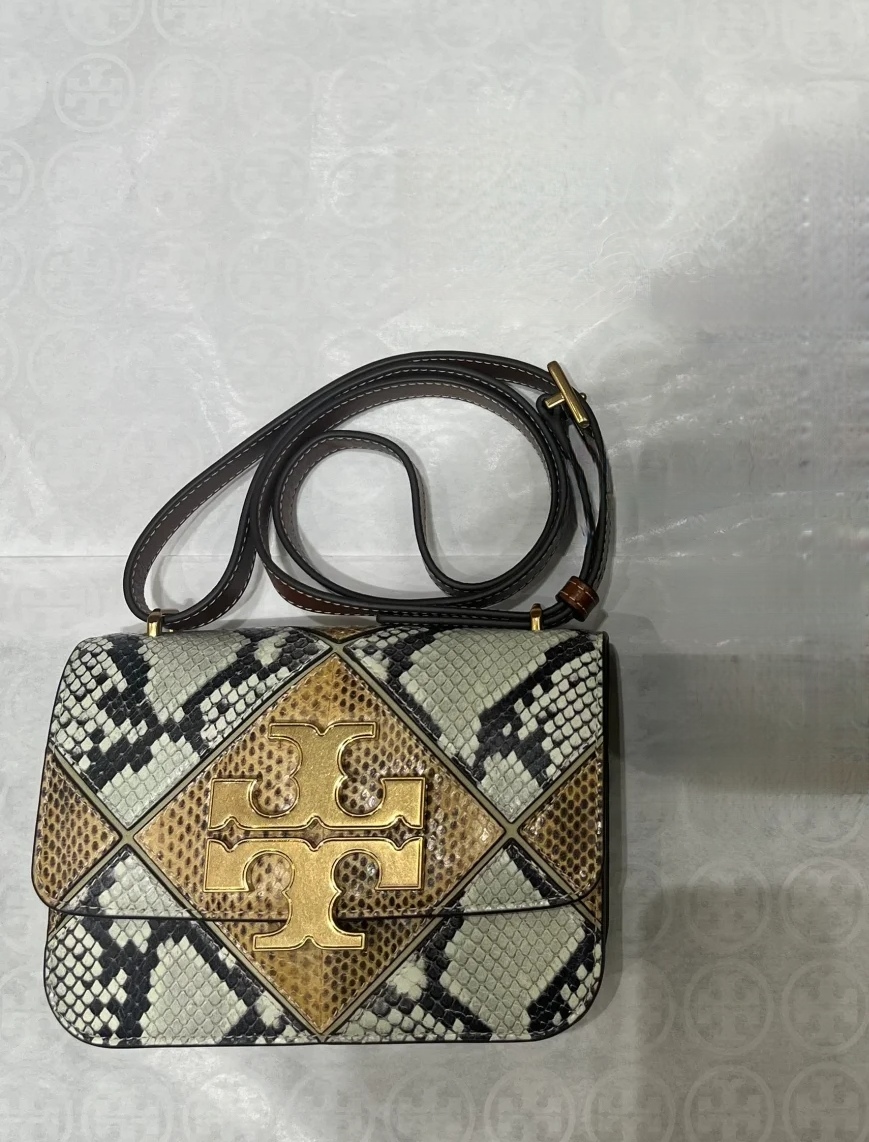 Tory Burch ～小金砖新蛇皮拼接麂皮 提前款 TORY BURCH新批次拼色链条小金砖新蛇皮拼麂皮款