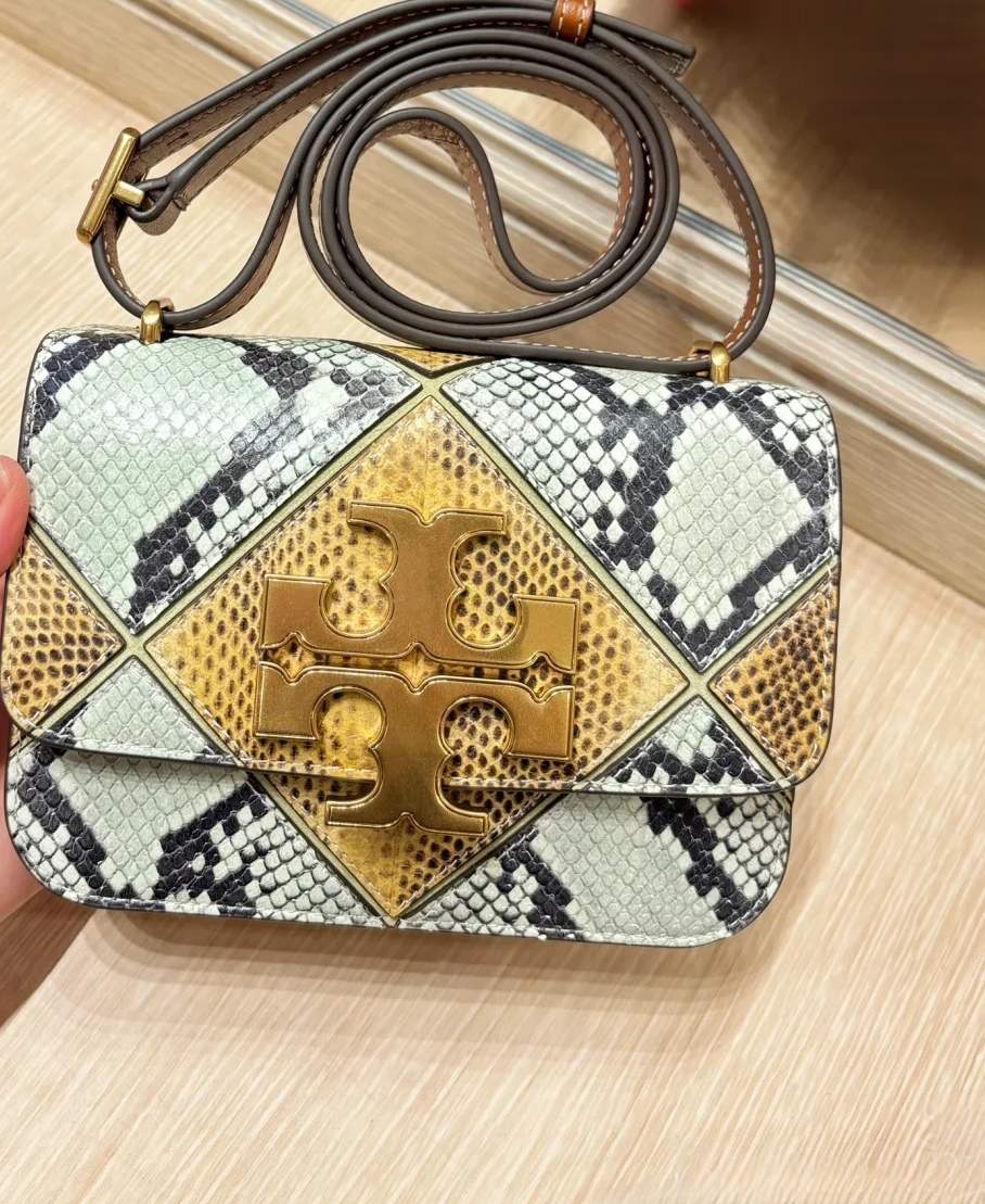 Tory Burch ～小金砖新蛇皮拼接麂皮 提前款 TORY BURCH新批次拼色链条小金砖新蛇皮拼麂皮款
