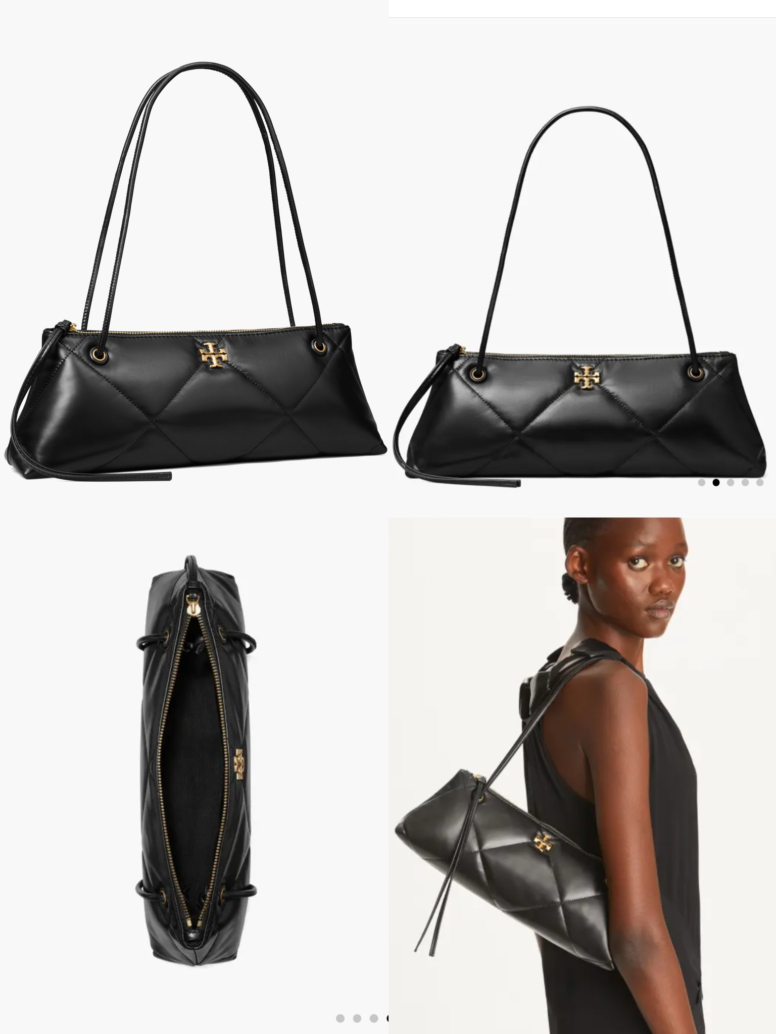Tory Burch ～新 保龄球腋下包Kira 菱格纹绗缝肩背包 材质柔软 菱格纹绗缝立体蓬松 搭配斜面双 T Logo 饰件