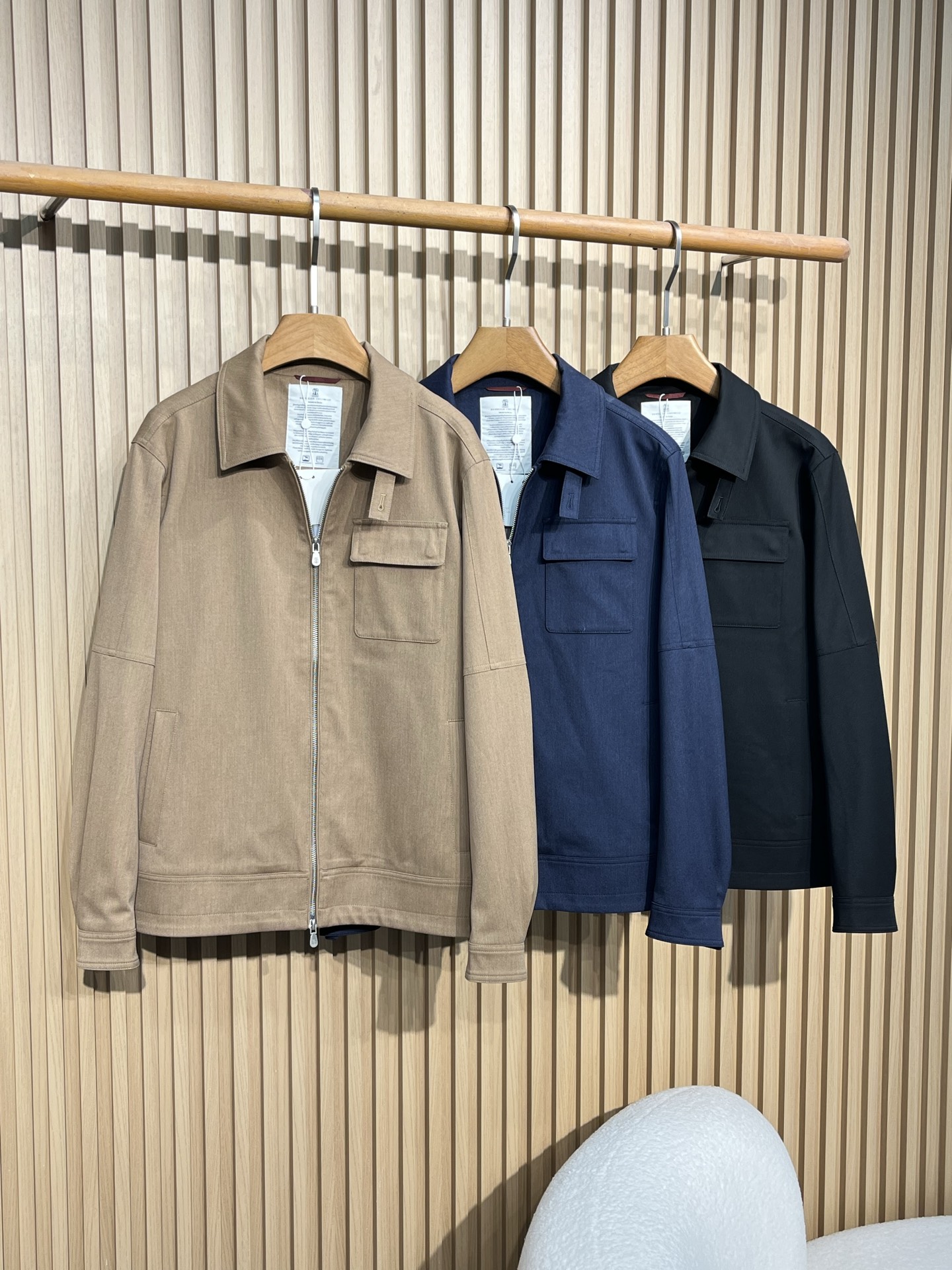 2025 Cotton Mixed Fibre Administrative Jacket in Three Classic Colors: Light Curry, Black, and Hidden Blue