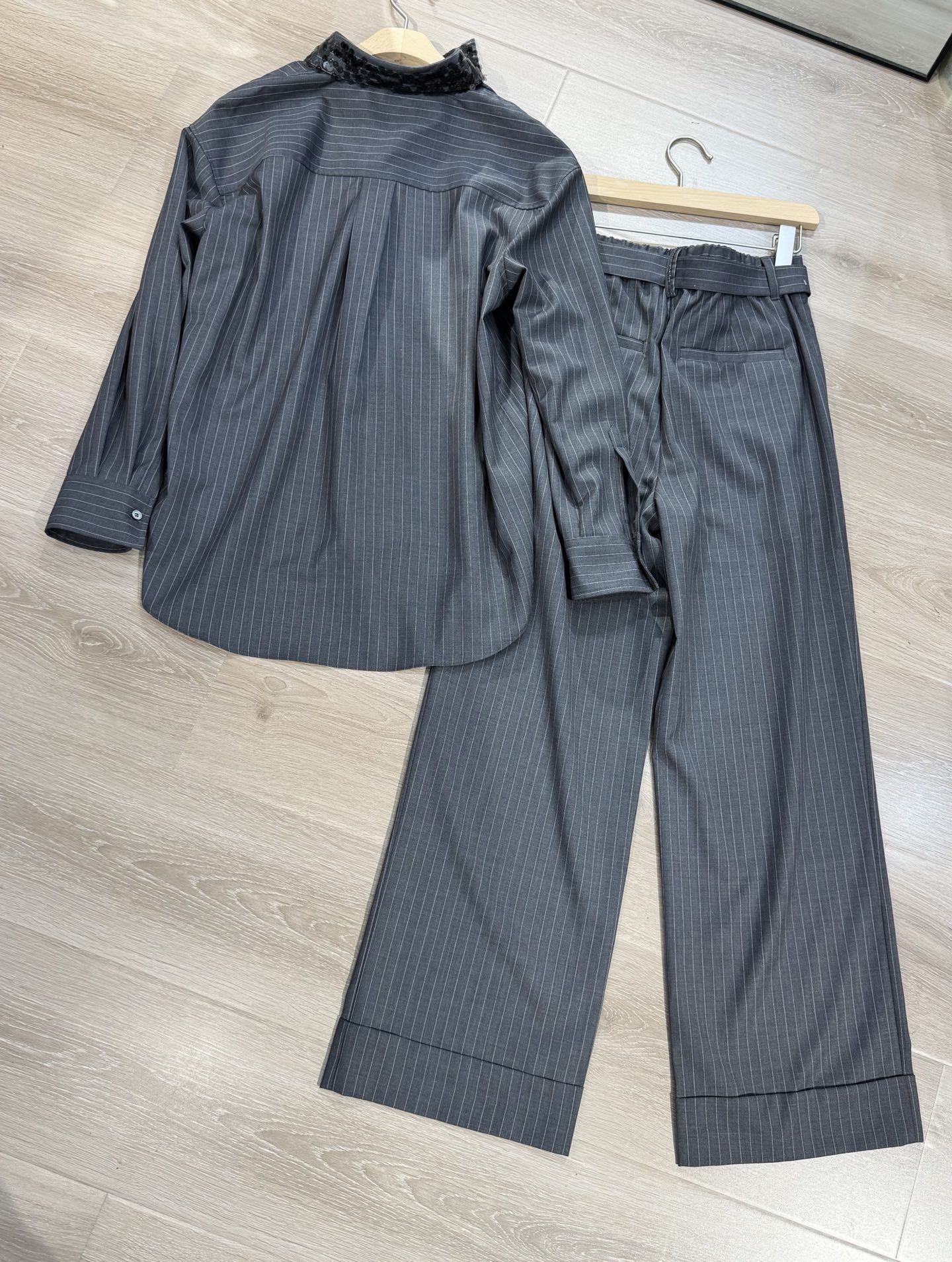 Brunello Cucinelli Wool Pinstripe Sequin-Collar Shirt & Pants Set 3 i1750425856244 536 0 1
