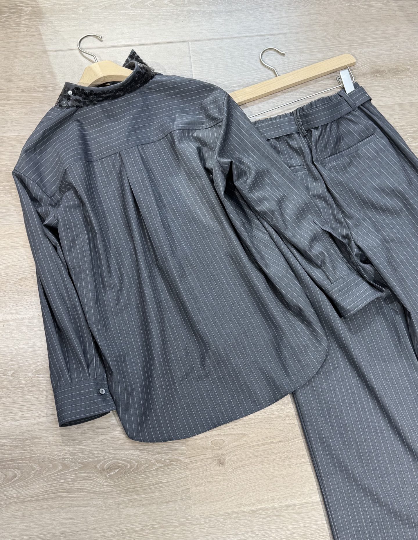 Brunello Cucinelli Wool Pinstripe Sequin-Collar Shirt & Pants Set 4 i1750425861657 4802 0 2