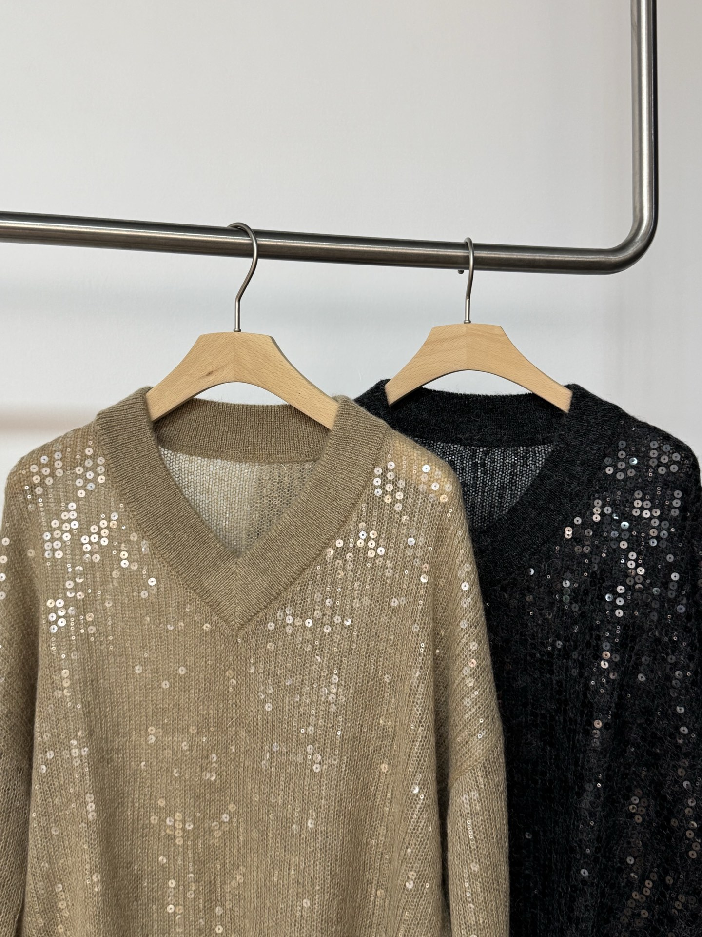 Sequin V-Neck Mohair Blend Pullover Sweater - Soft and Stylish Knitwear 7 i1751725968825 4989 0 1