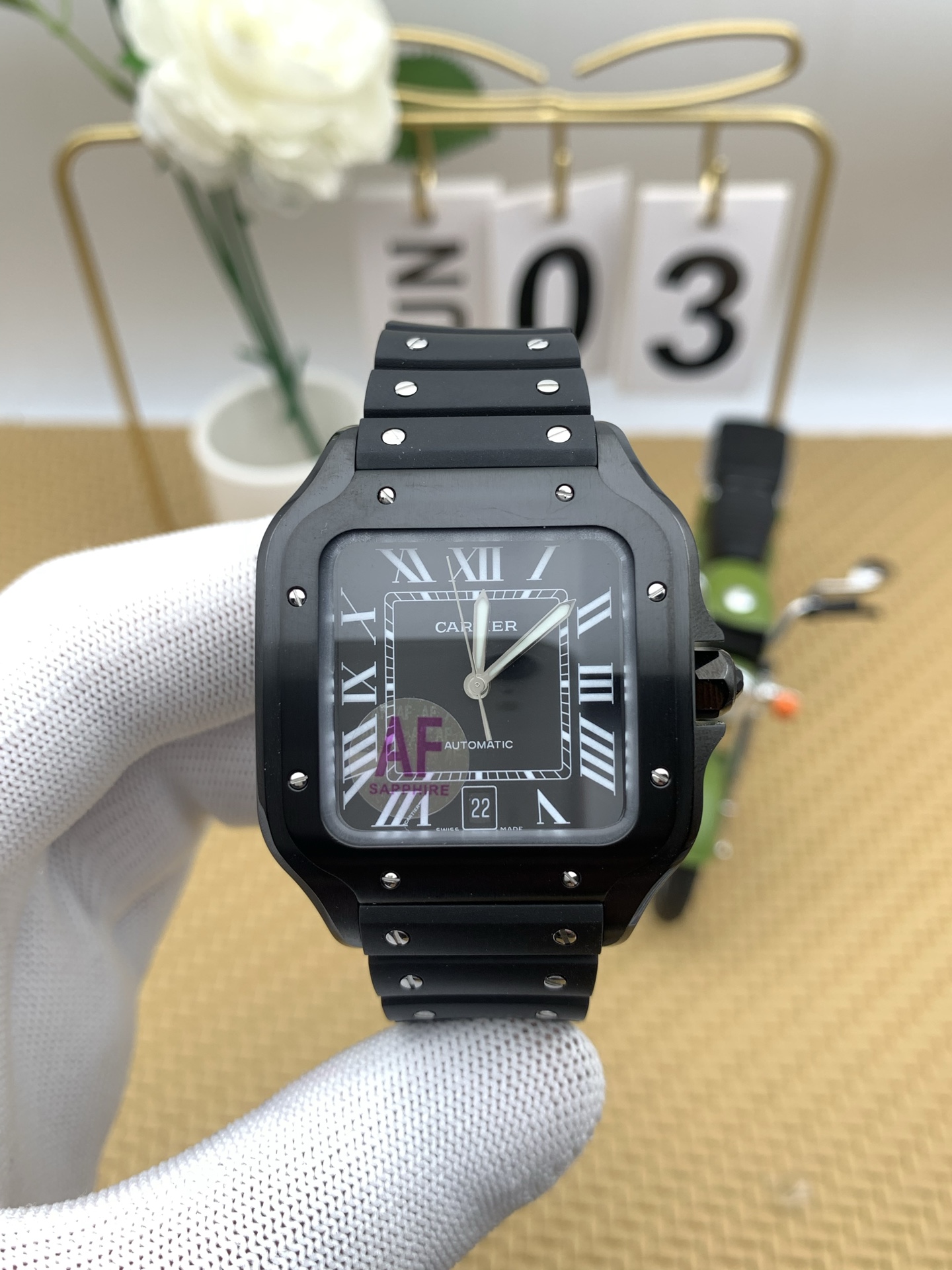 NO:386667,af Cartier Sandos large black warrior, cartier19860909af 卡地亚山度士大号黑武士,,cartier,Watch