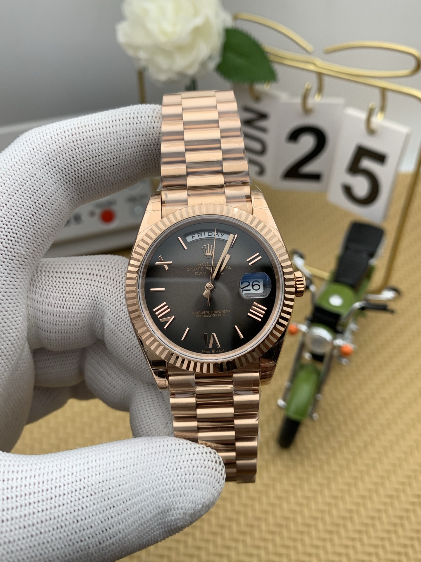 NO:386640,gs rose gold dd smoked black 179g,19860909gs 玫瑰金dd烟熏黑179克,,Watch
