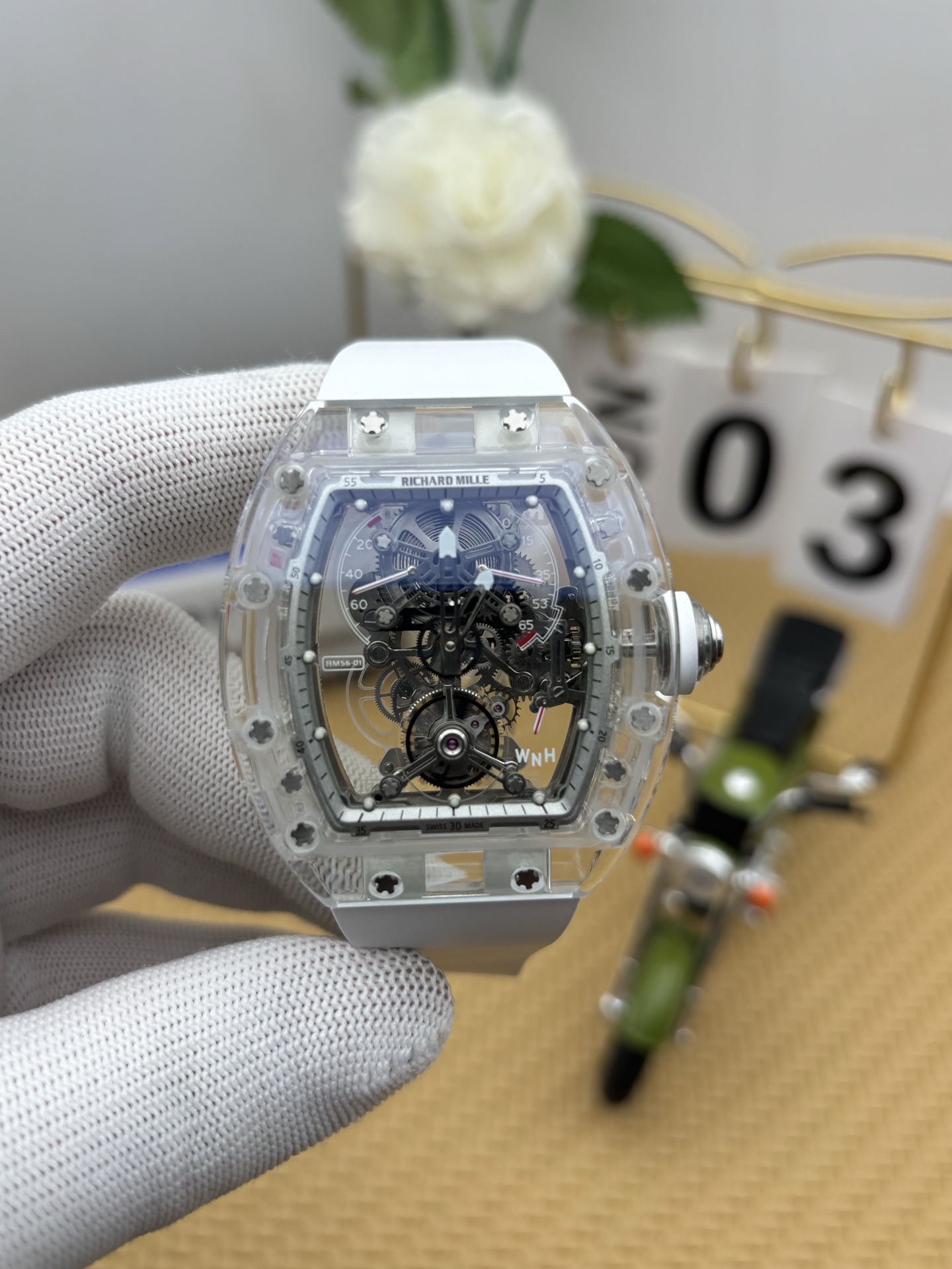 NO:386746,Richard Miller rm56-1 crystal shell,19860909理查德米勒rm56-1水晶壳,,Watch