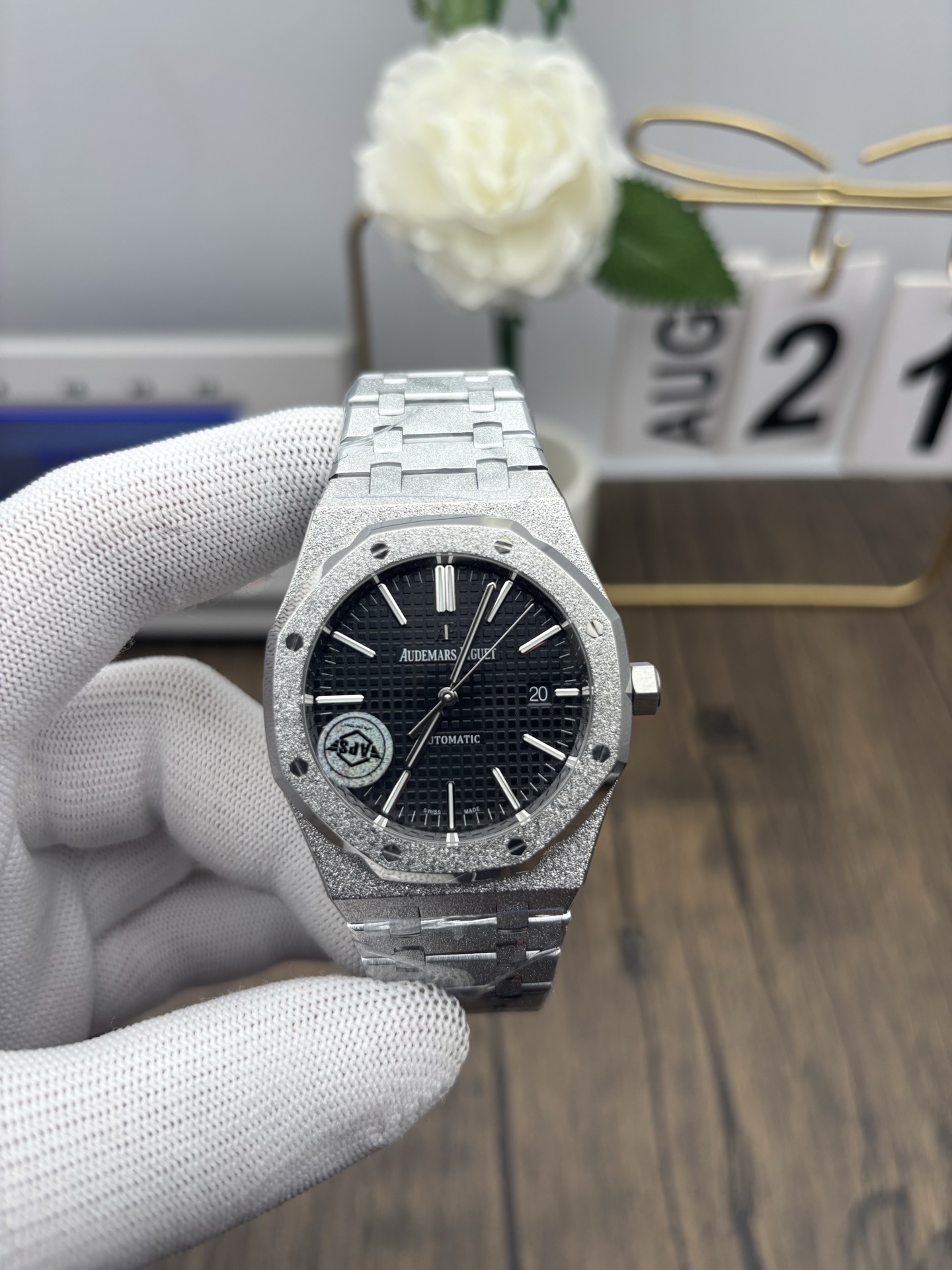 NO:387111,as 15410 frost gold black plate,19860909as 15410霜金黑盘,,Watch