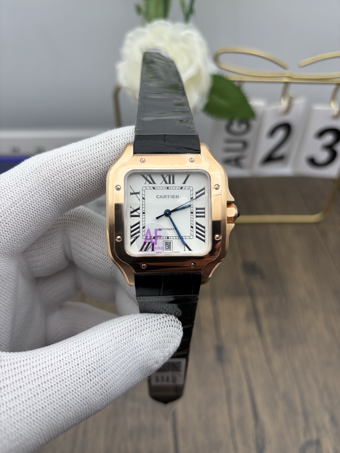 NO:387021,af Sandus large rose gold,19860909af 山度士大号玫瑰金,,Watch
