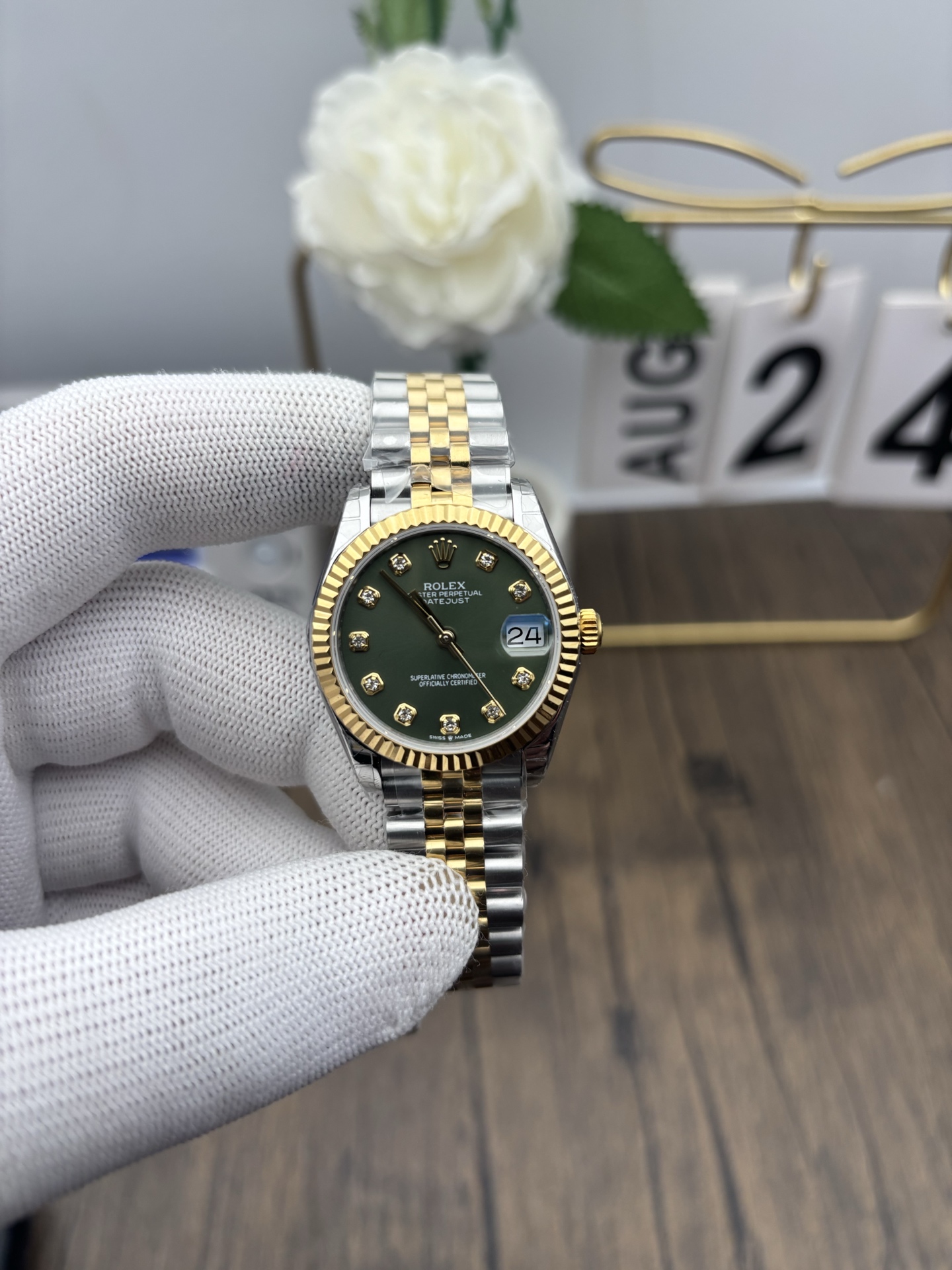 NO:387063,gs golden green log 31MM,19860909gs 间金绿日志31MM,,Watch