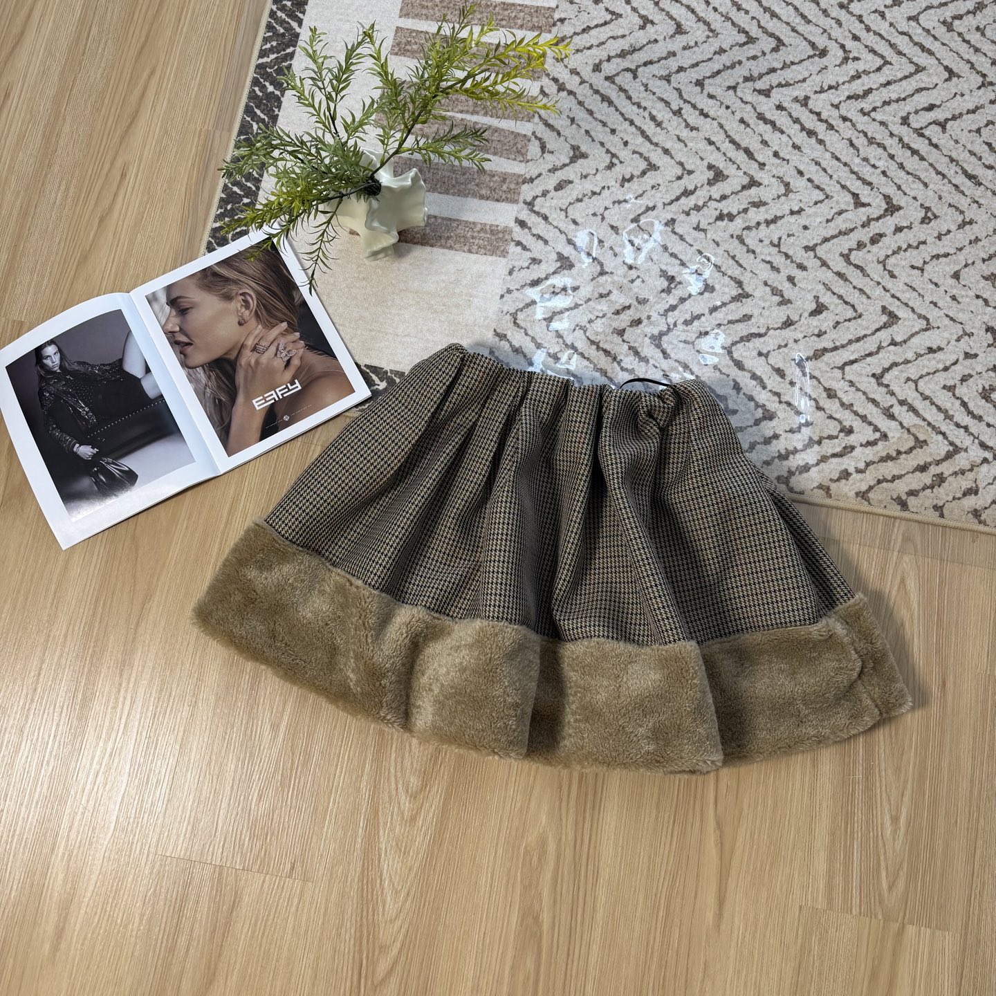 Color Block Plush Vest Set Houndstooth Skirt, Chic Autumn/Winter Outfit 7 i1761926275639 9382 0 5