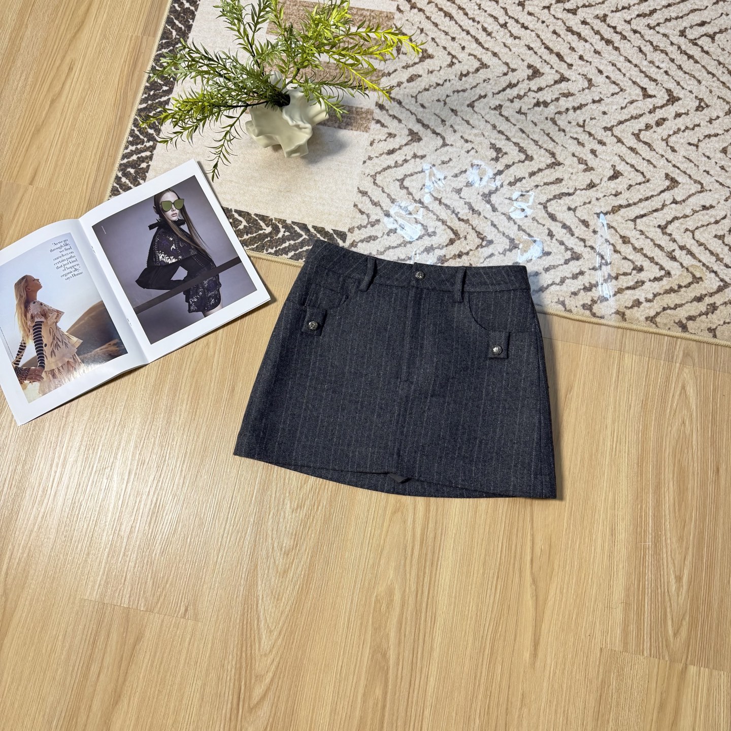 Chrome Hearts Pinstripe A-Line Skirt with Cross Button Details 3 i1762006306445 3153 0 0