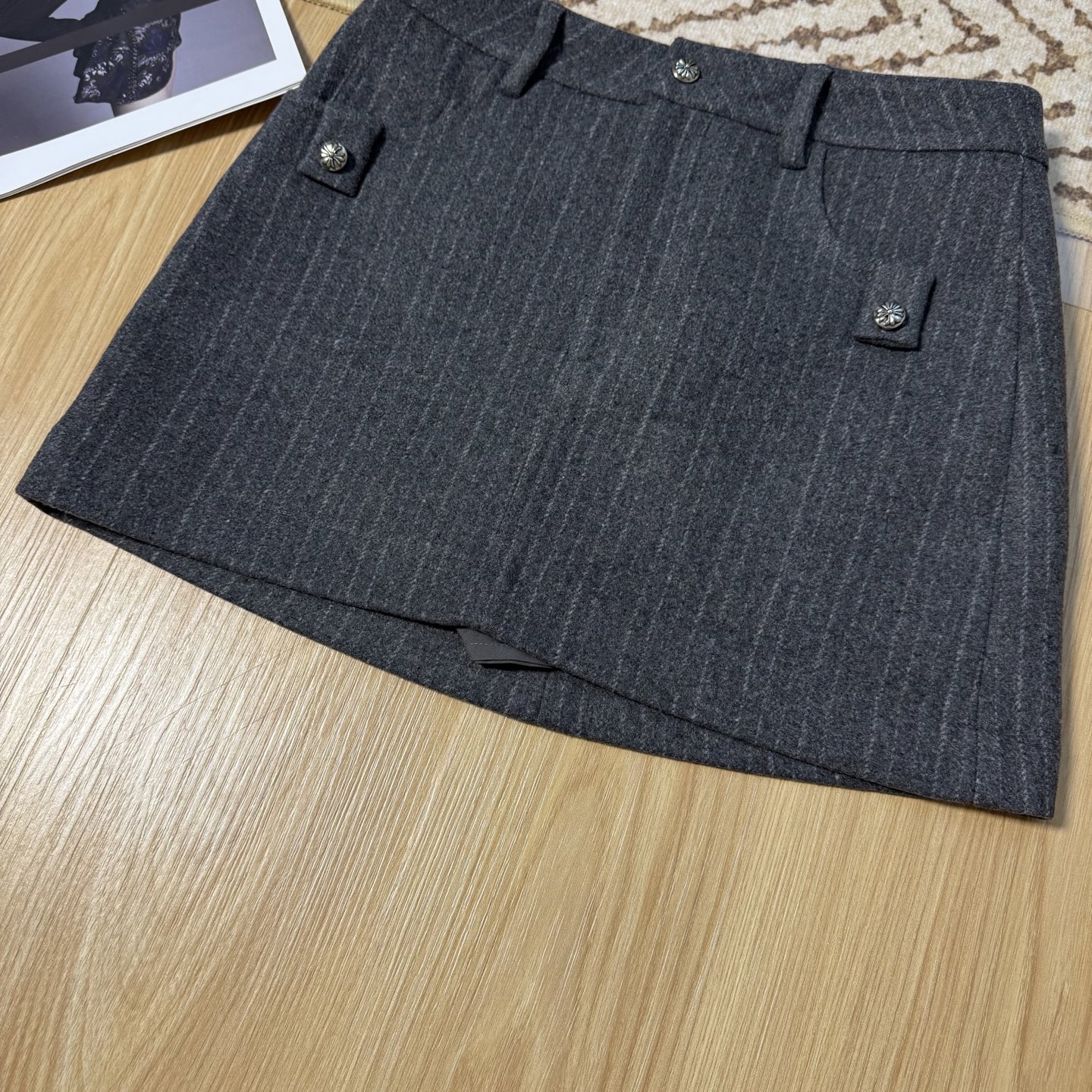 Chrome Hearts Pinstripe A-Line Skirt with Cross Button Details 6 i1762006306518 8651 0 3