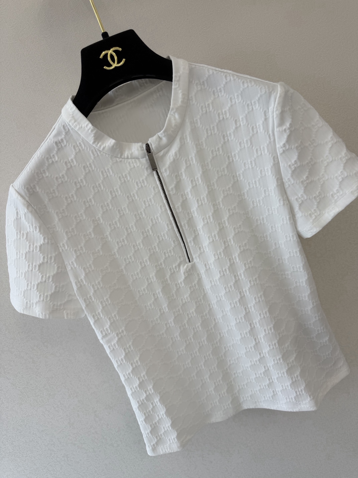 古驰高版本新品🆕🆕半拉链短袖💗💗实拍图🆕🆕两色3码