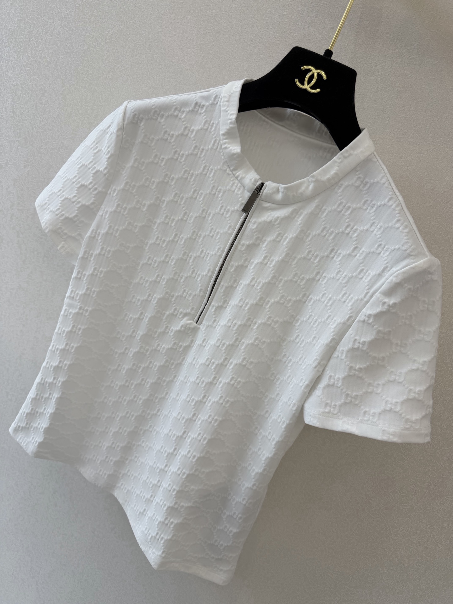 古驰高版本新品🆕🆕半拉链短袖💗💗实拍图🆕🆕两色3码