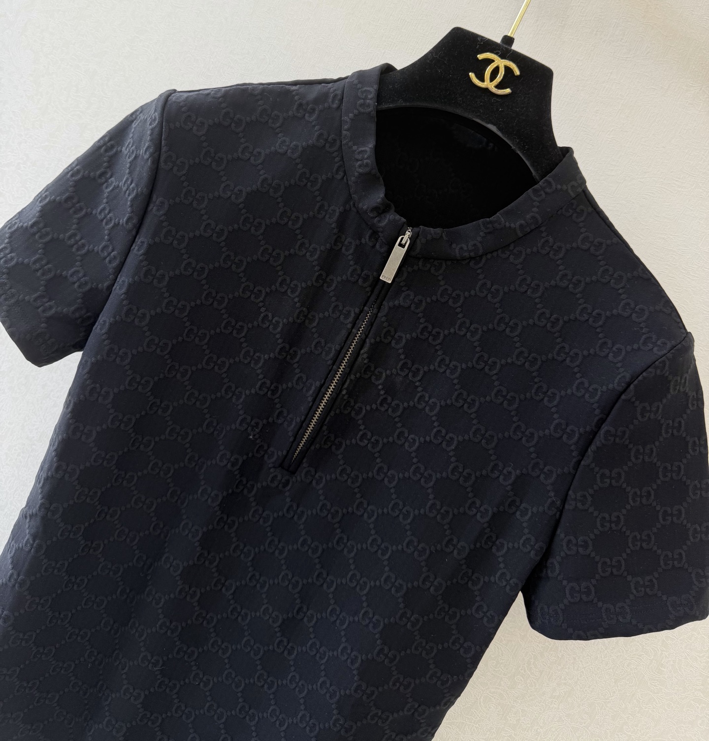 古驰高版本新品🆕🆕半拉链短袖💗💗实拍图🆕🆕两色3码