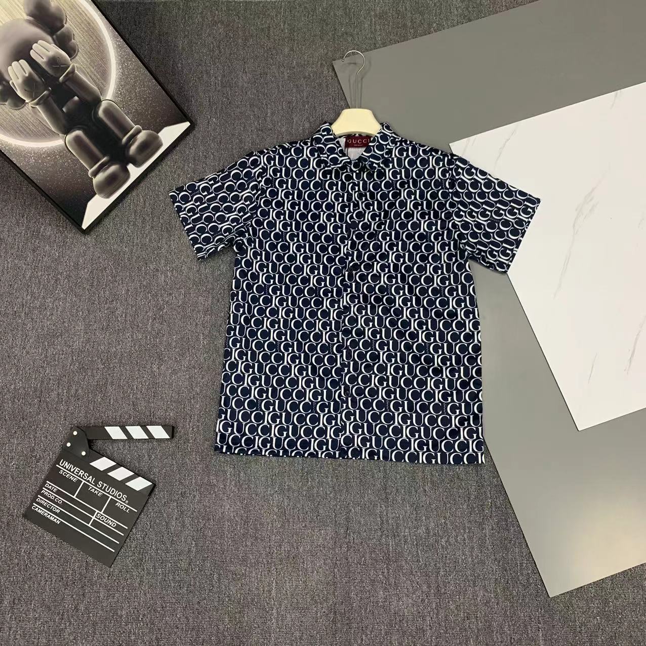  2025 夏季新款Gucci  古奇 印花翻领短袖衬衣套装，高端版本！定制面料 透气舒适度高 细节无可