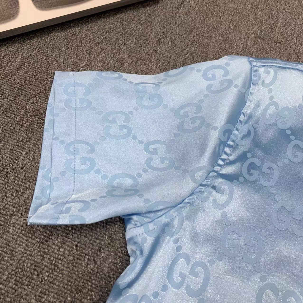  2025 夏季新款Gucci  古奇 印花翻领短袖衬衣套装，高端版本！定制面料 透气舒适度高 细节无可