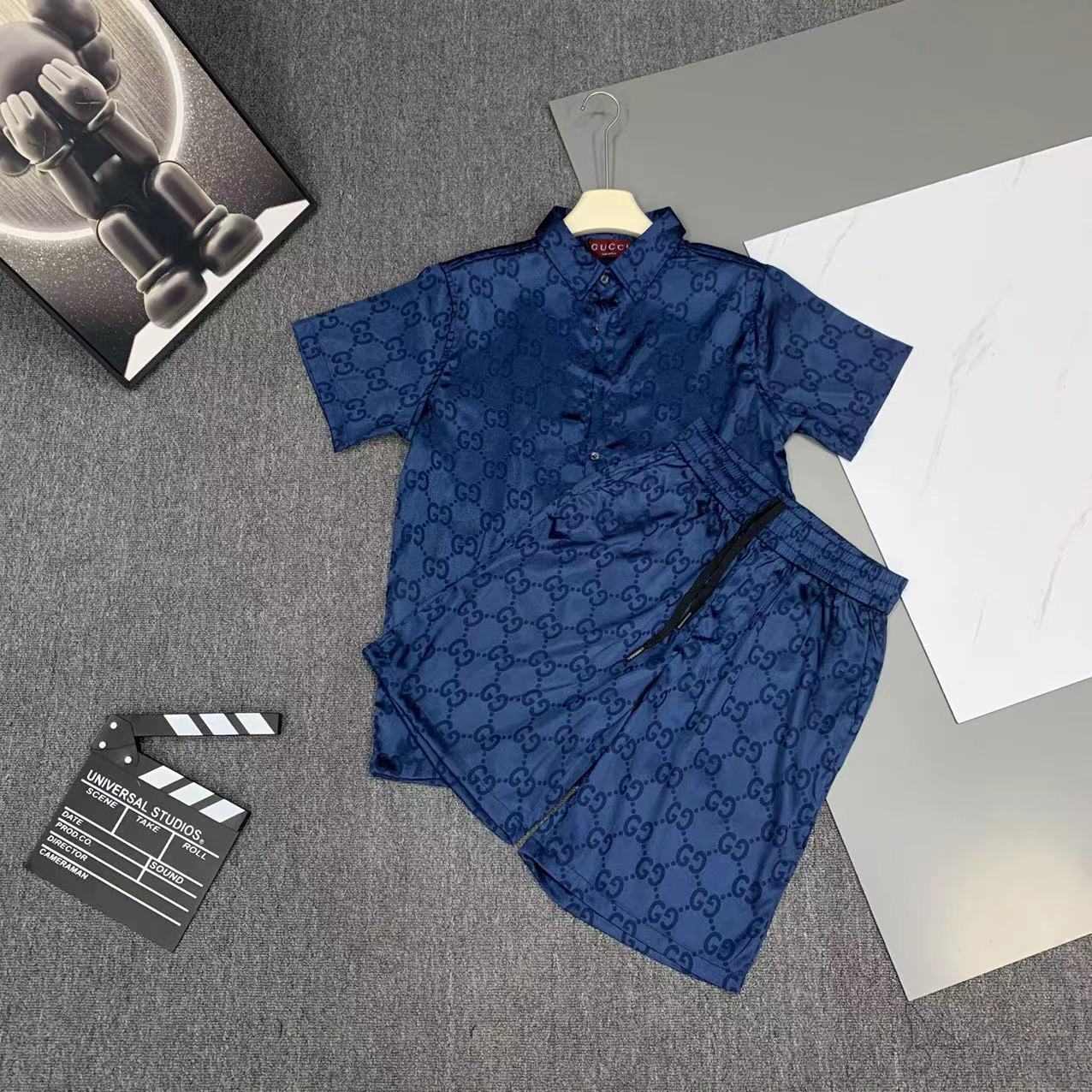  2025 夏季新款Gucci  古奇 印花翻领短袖衬衣套装，高端版本！定制面料 透气舒适度高 细节无可