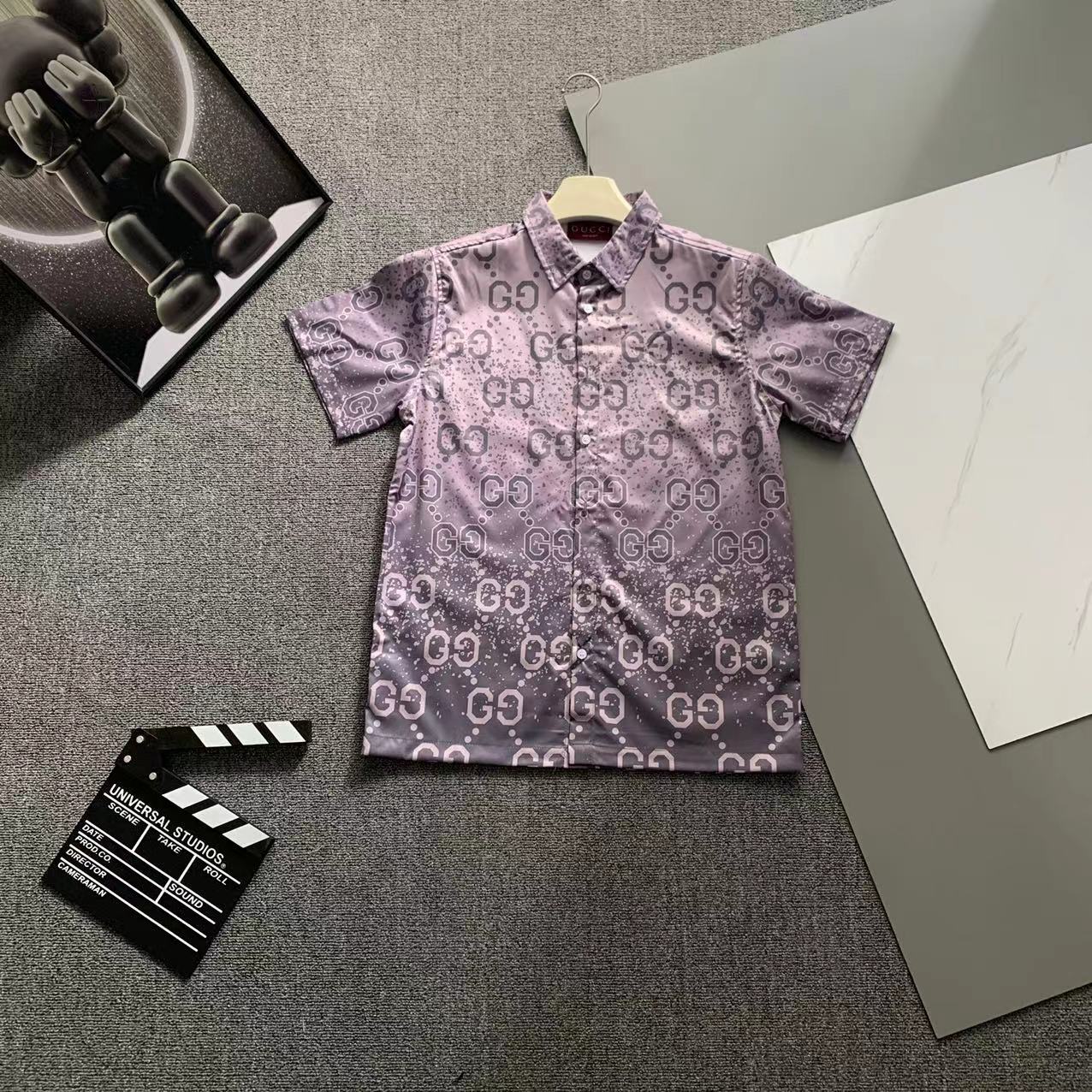  2025 夏季新款Gucci  古奇 印花翻领短袖衬衣套装，高端版本！定制面料 透气舒适度高 细节无可