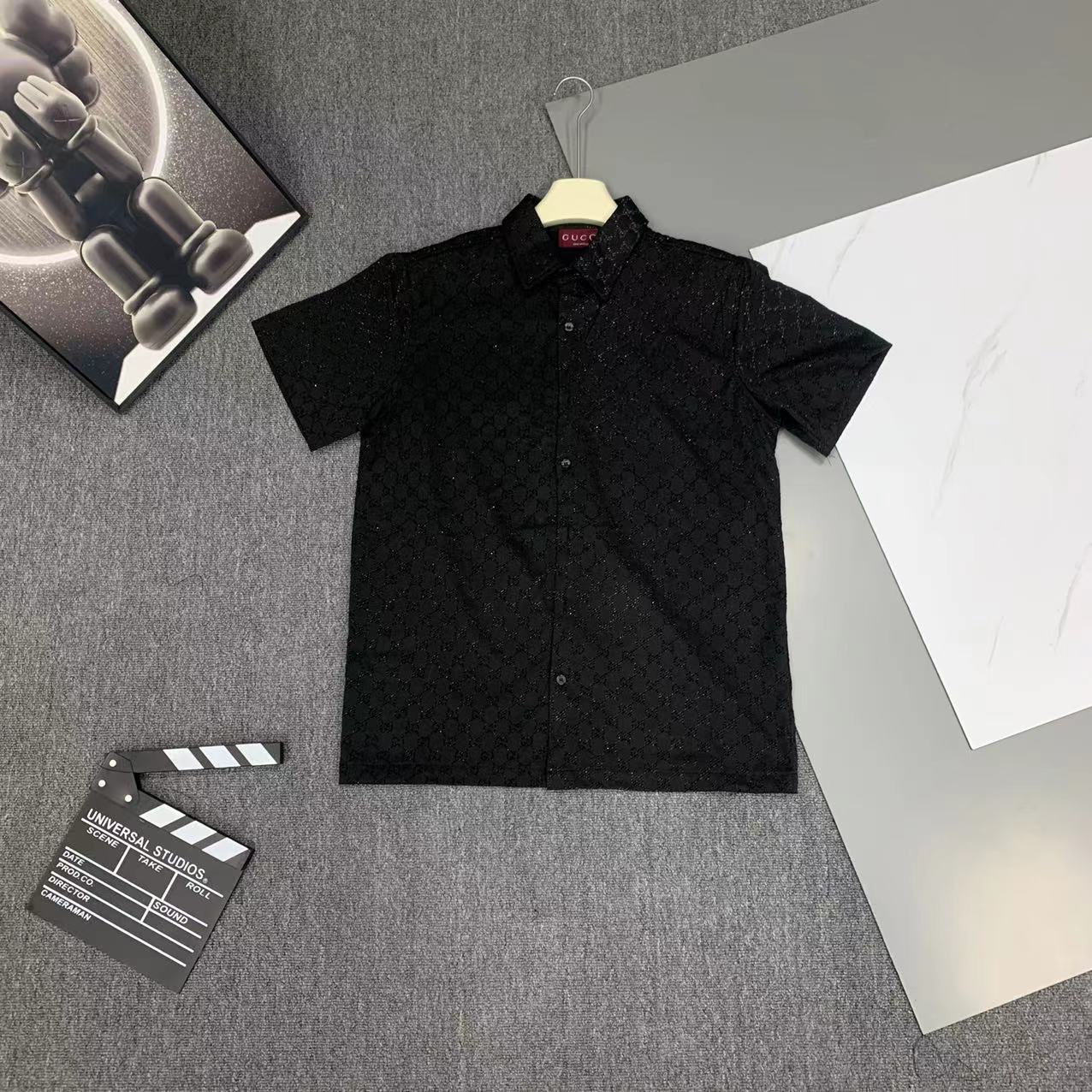  2025 夏季新款Gucci  古奇 印花翻领短袖衬衣套装，高端版本！定制面料 透气舒适度高 细节无可