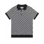 Dior Clothing Polo Beige Black White Printing Unisex Cotton Knitting Oblique