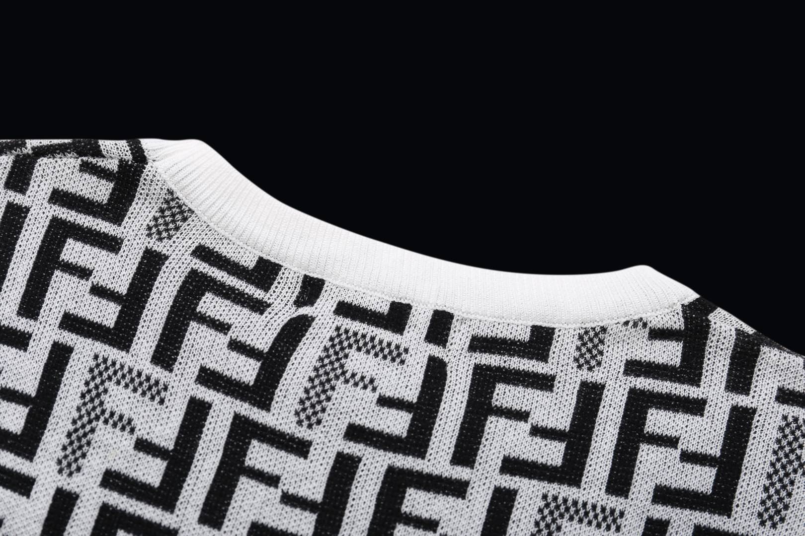 Fendi Jacquard Knit Short Sleeve Sweater, Unisex, XS-L 9 i1736099651886 6233 0 7