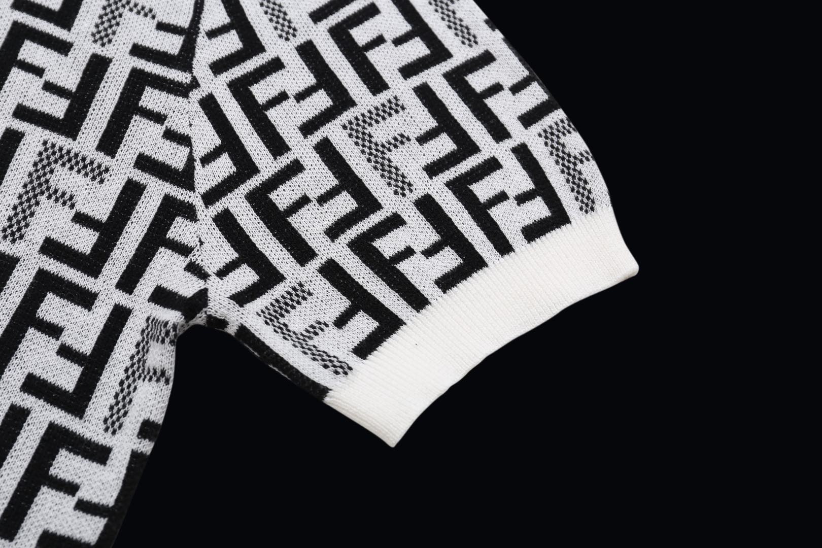 Fendi Jacquard Knit Short Sleeve Sweater, Unisex, XS-L 6 i1736099652846 7061 0 4