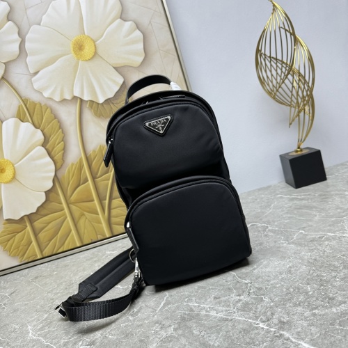 Prada Re-Nylon & Saffiano Leather Backpack, 2VZ105, Black, Adjustable Strap