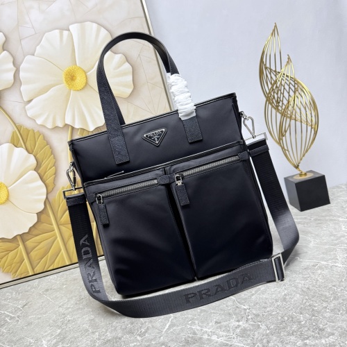 Prada Men's Black Top Handle Bag 2VG860 with Multiple Compartments 1 Prada Men's Black Top Handle Bag 2VG860 with Multiple Compartments