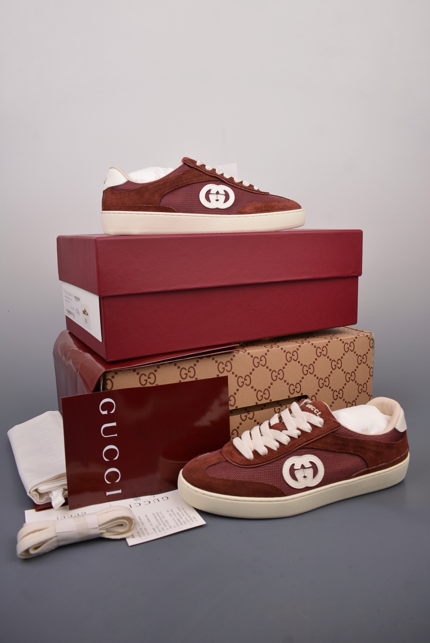 Gucci Interlocking G Suede Sneaker G74系列 低帮复古运动板鞋