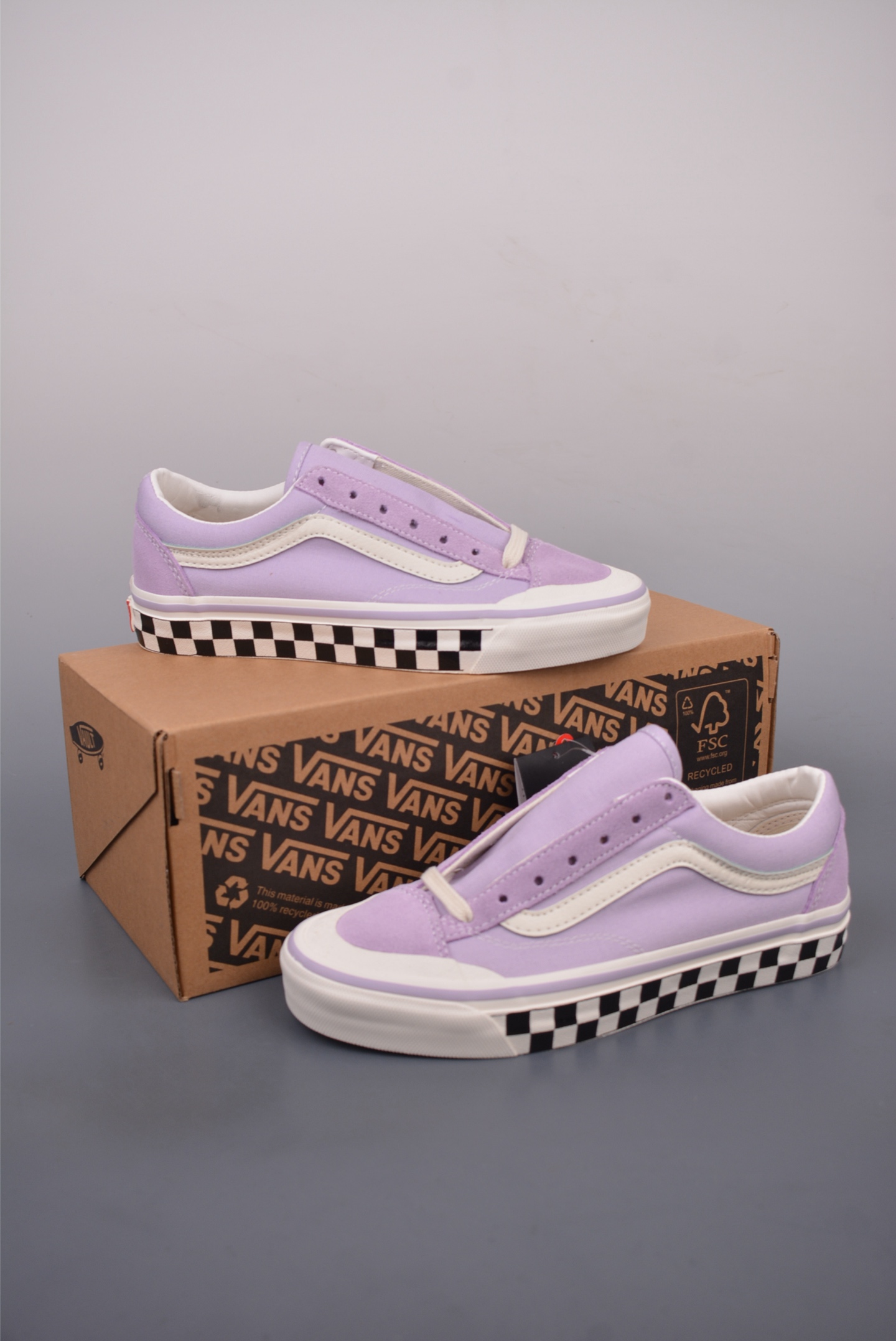 Vans Old Skool Reissue 136 紫色棋盘 范斯官方 高阶支线 全新包头系列 鞋身香芋紫配色打底