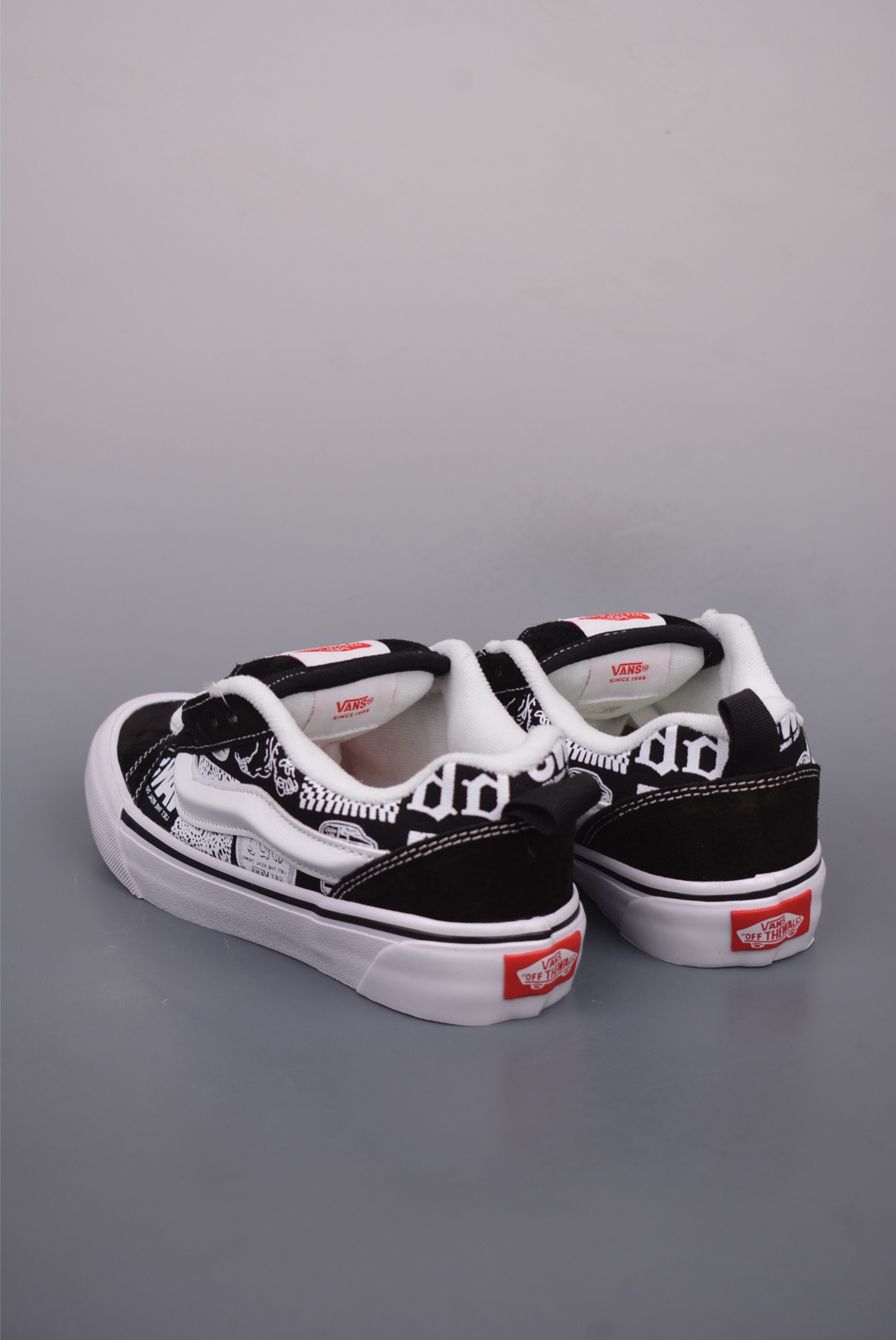 [Vans Series]VansKnuSkool black and white graffiti bread shoesComfortable a